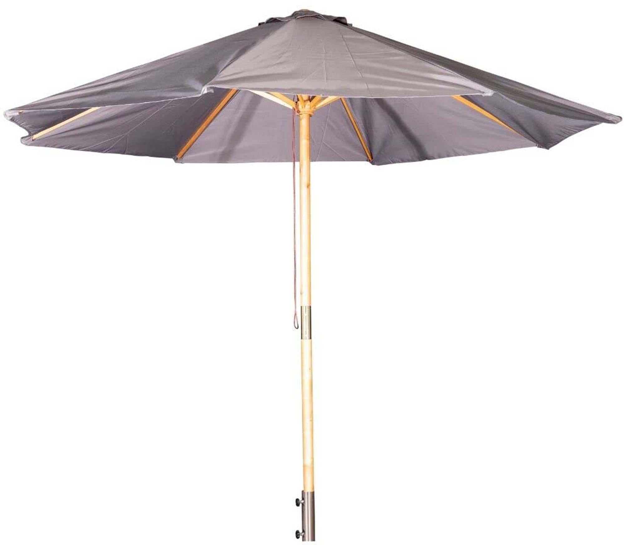Der Ixos Sonnenschirm von Venture Home vereint elegantes Design und robustes Holzgestell für optimalen Sonnenschutz im Freien.
