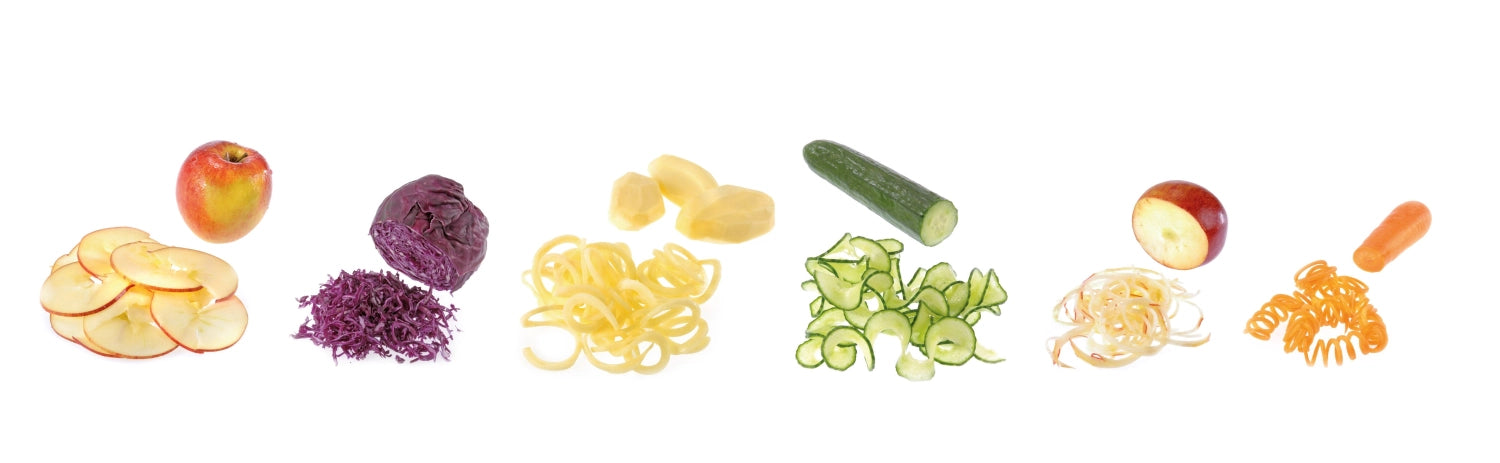 Vielseitiger Gemüseschneider Spiromat von Westmark, 27x14x22cm, ideal für kreative Gemüsegerichte und gesunde Snacks in Spiralform.