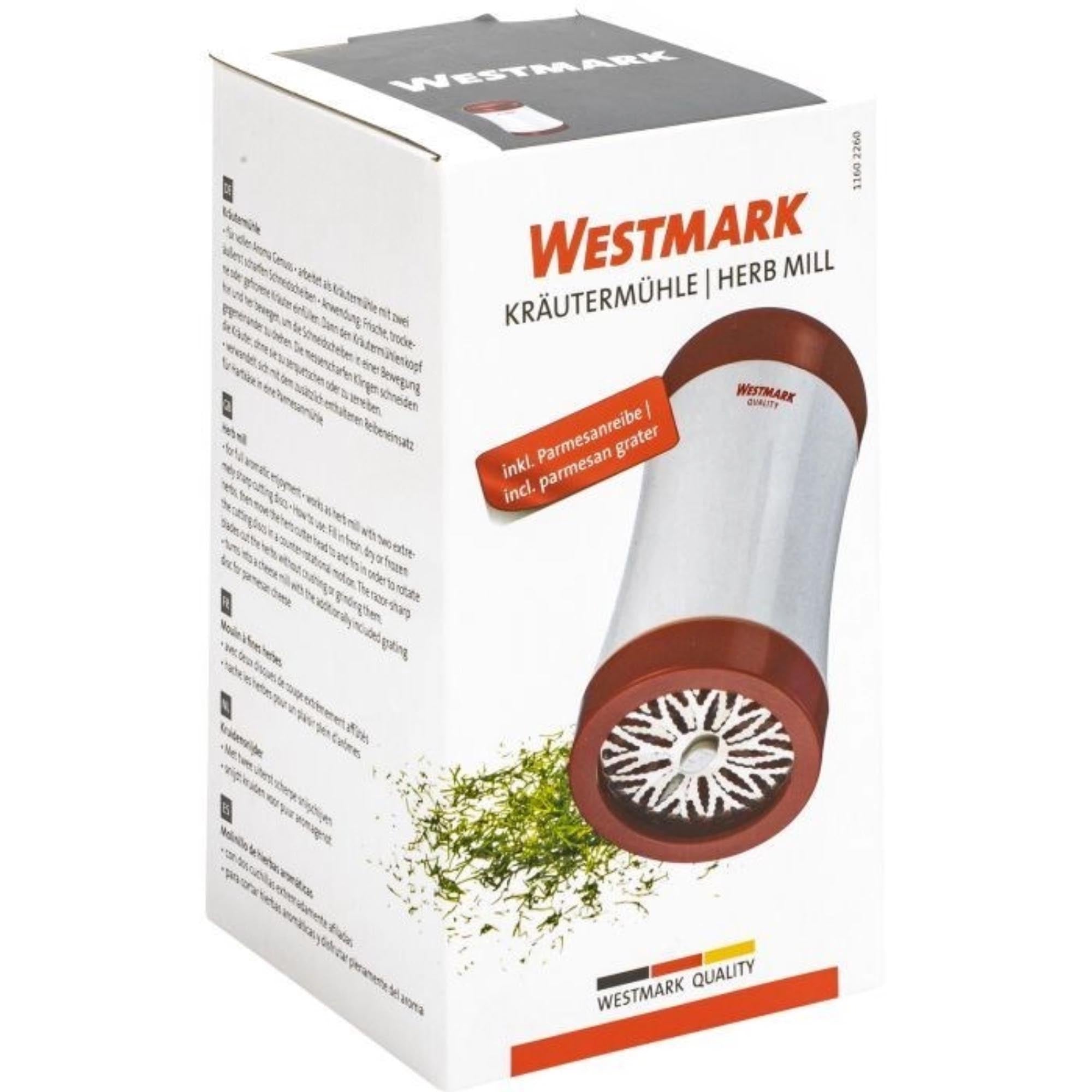 Praktischer Kräuterschneider von Westmark, ideal zum schnellen und genauen Zerkleinern frischer Kräuter in der Küche.