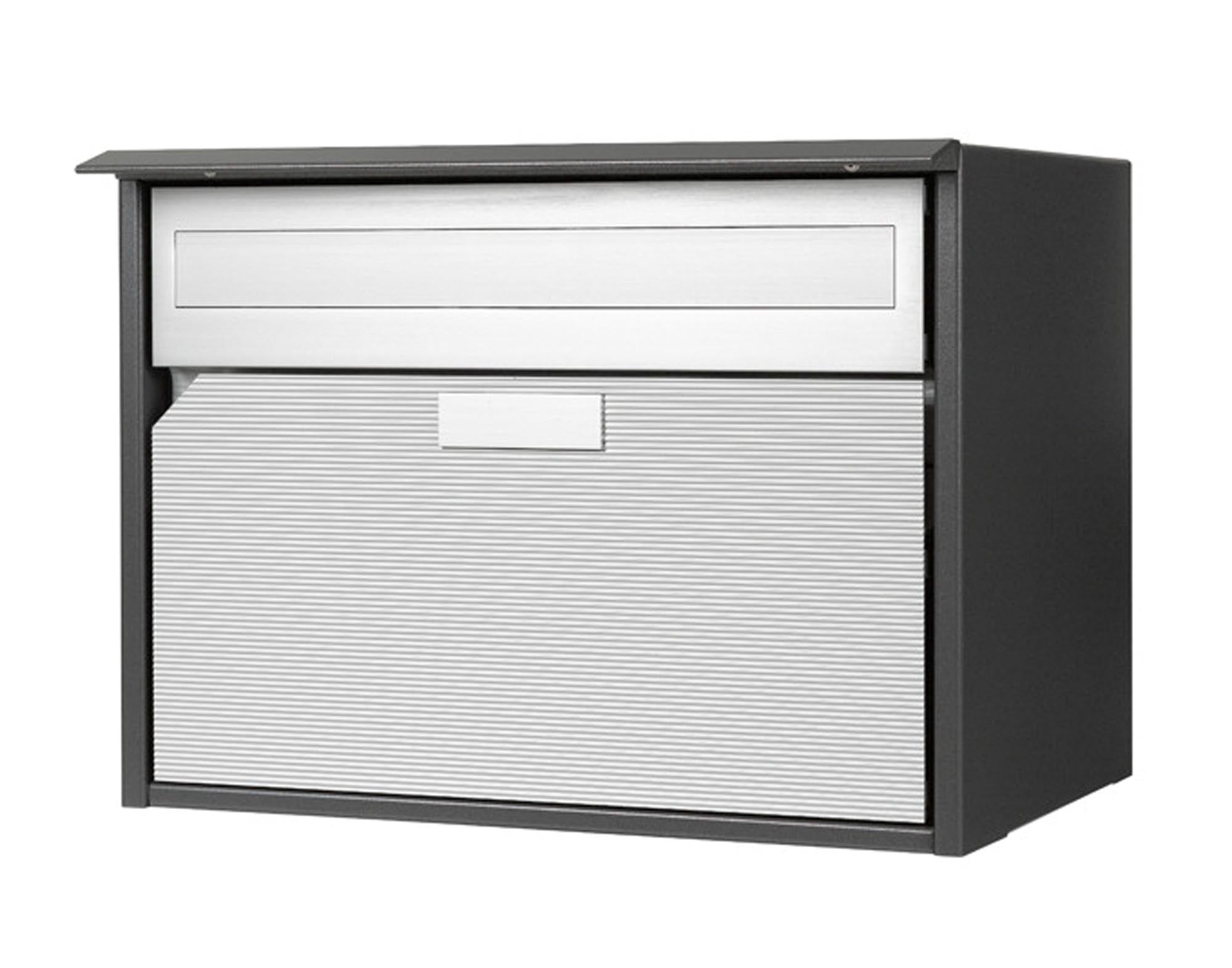 HUBER AG Briefkasten Alu 400 in dunkelgrau metallic: Hochwertiger, witterungsbeständiger Aluminium-Briefkasten mit Zeitungsfach und abschließbarer Tür. Ideal für modernes Wohnen.