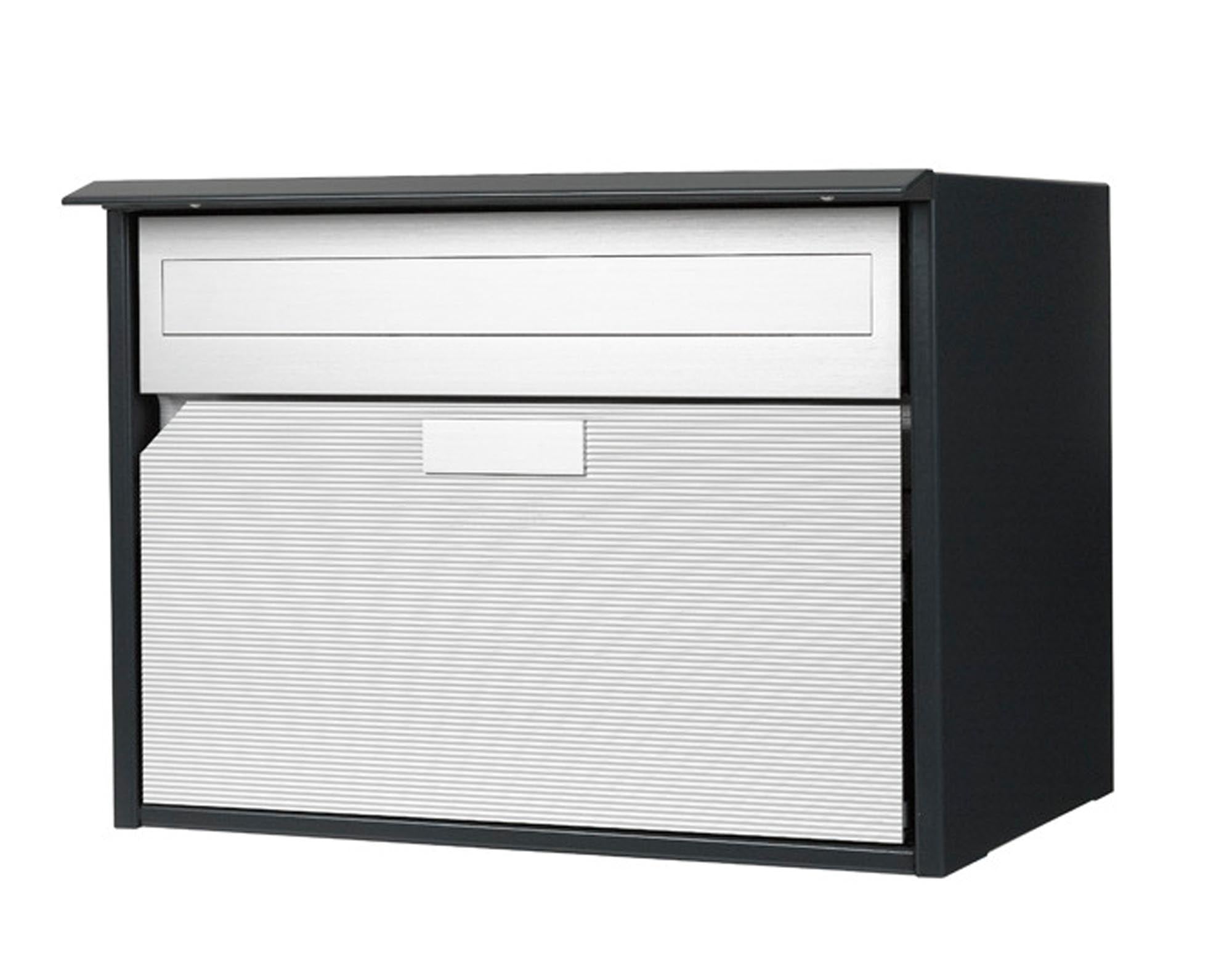 HUBER AG Briefkasten Alu 400 in RAL 7016 anthrazit: moderner, langlebiger Aluminium-Briefkasten mit Zeitungsfach, abschließbar, witterungsbeständig.