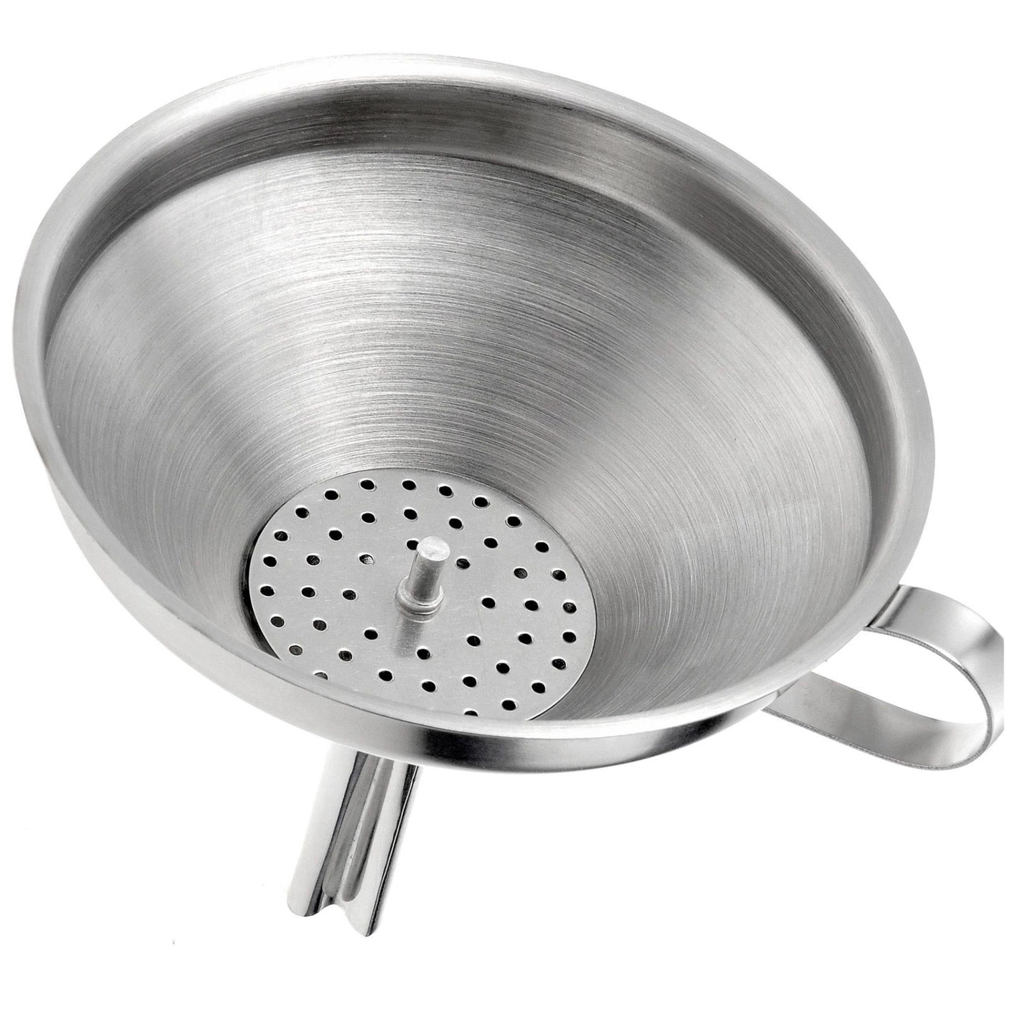 Flaschentrichter m. Sieb, O: D12cm, U: D1-1.3cm, 15x13x12 in Silber präsentiert im Onlineshop von KAQTU Design AG. Küchensieb ist von Westmark