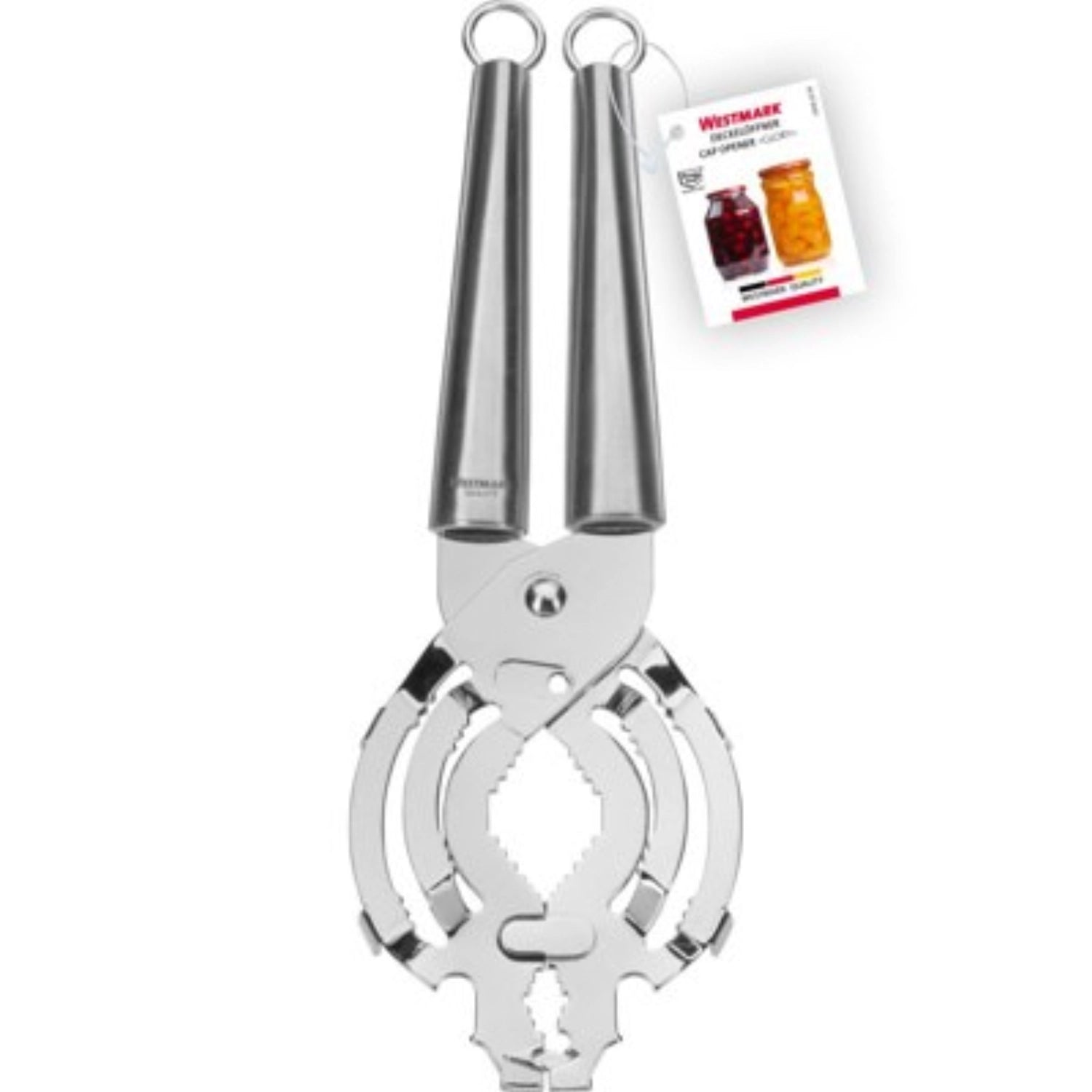 Eleganter Edelstahl-Dosenöffner Glory von Westmark, ergonomisch und benutzerfreundlich, perfekt für müheloses Öffnen von Dosen in jeder Küche.