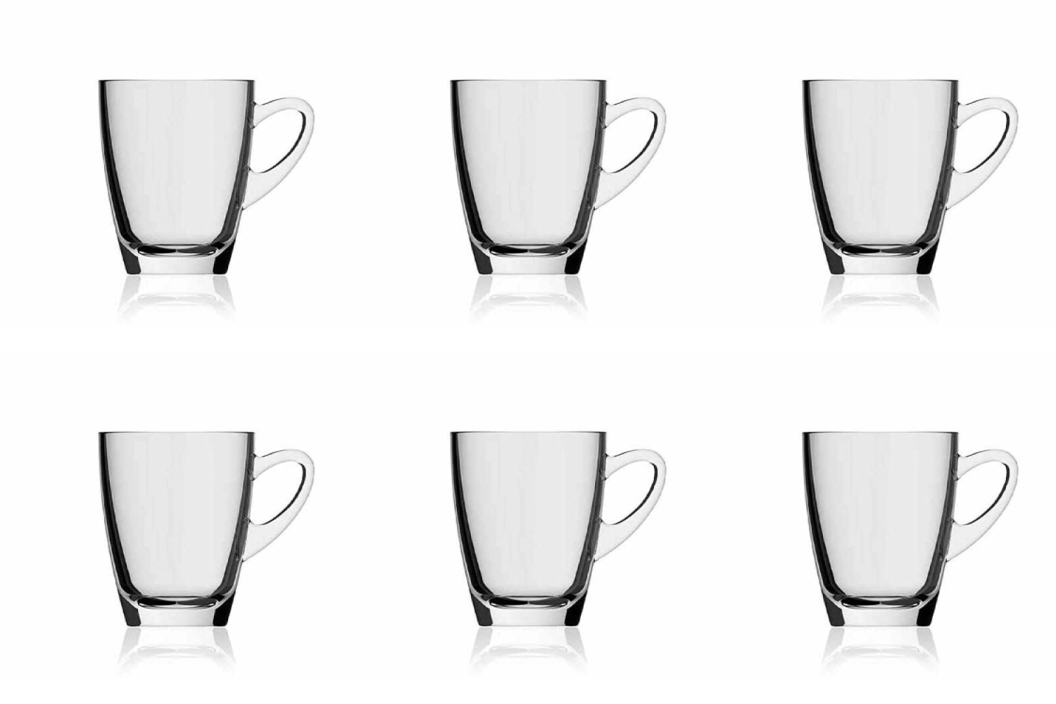 Elegantes 6er Set Kenia Glasbecher mit Henkel, 31 cl, ideal für heiße Getränke, vereint Funktionalität und modernes Design.