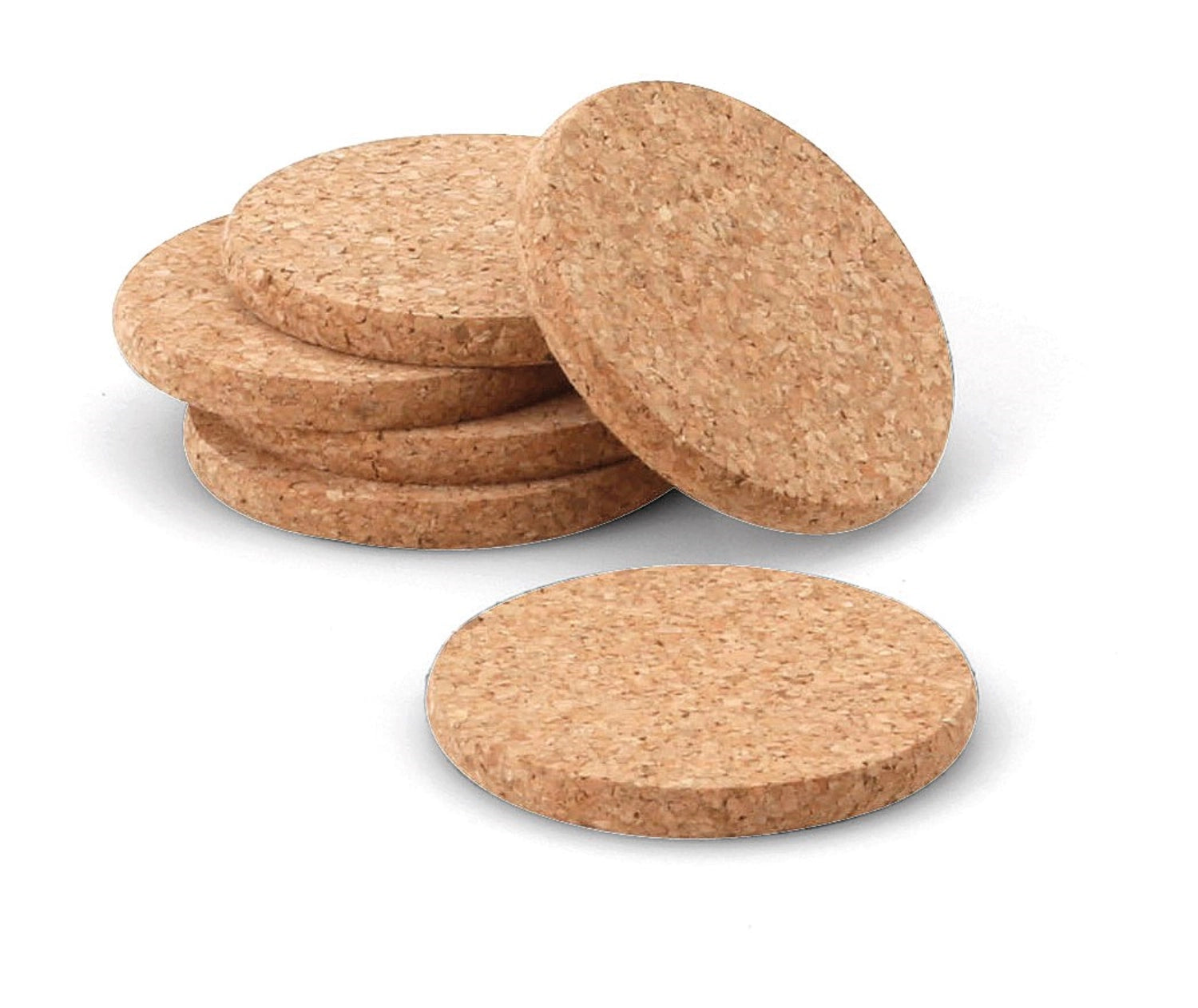 Set of 6 cork glass coasters 10cm