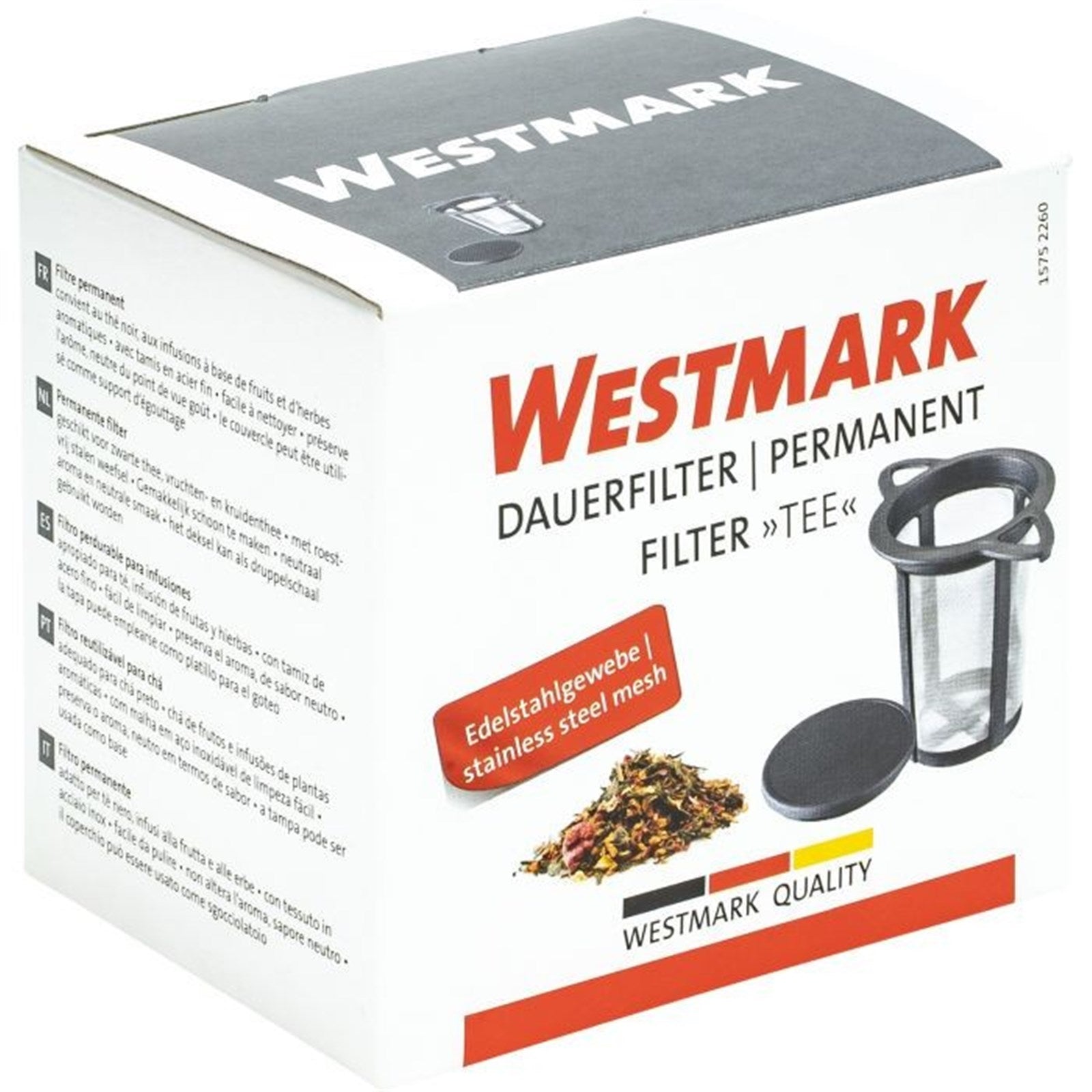 Wiederverwendbarer Tee-Dauerfilter von Westmark, Maße 11x7.2x8.0cm, perfekt für losen Tee, nachhaltig und umweltfreundlich.