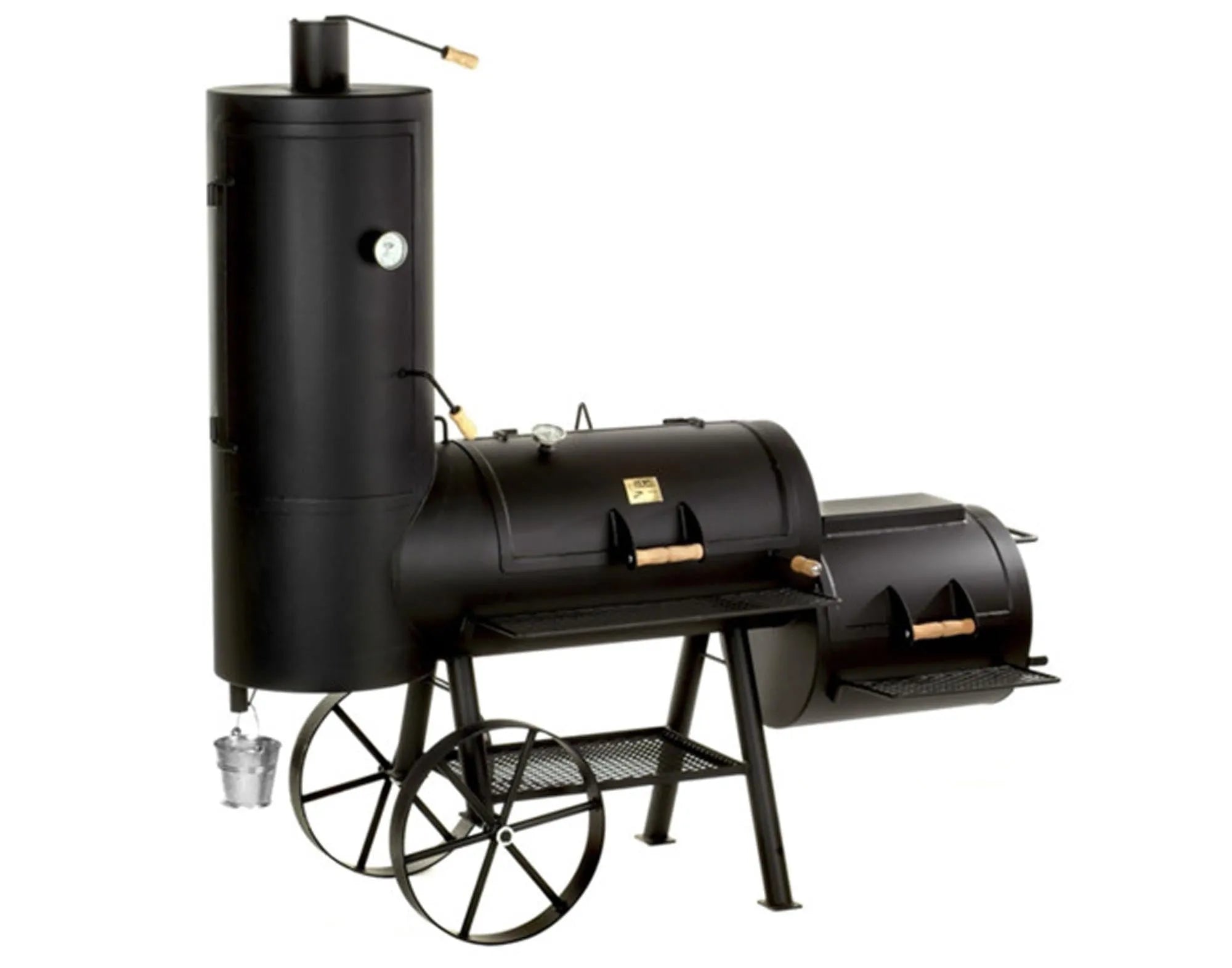 Der Smoker Chuckwagon Catering 20" von JOE'S BARBEQUE SMOKER bietet Profis und BBQ-Enthusiasten 20 Zoll Grillfläche, robuste Stahlbauweise, präzise Temperaturkontrolle und Mobilität.