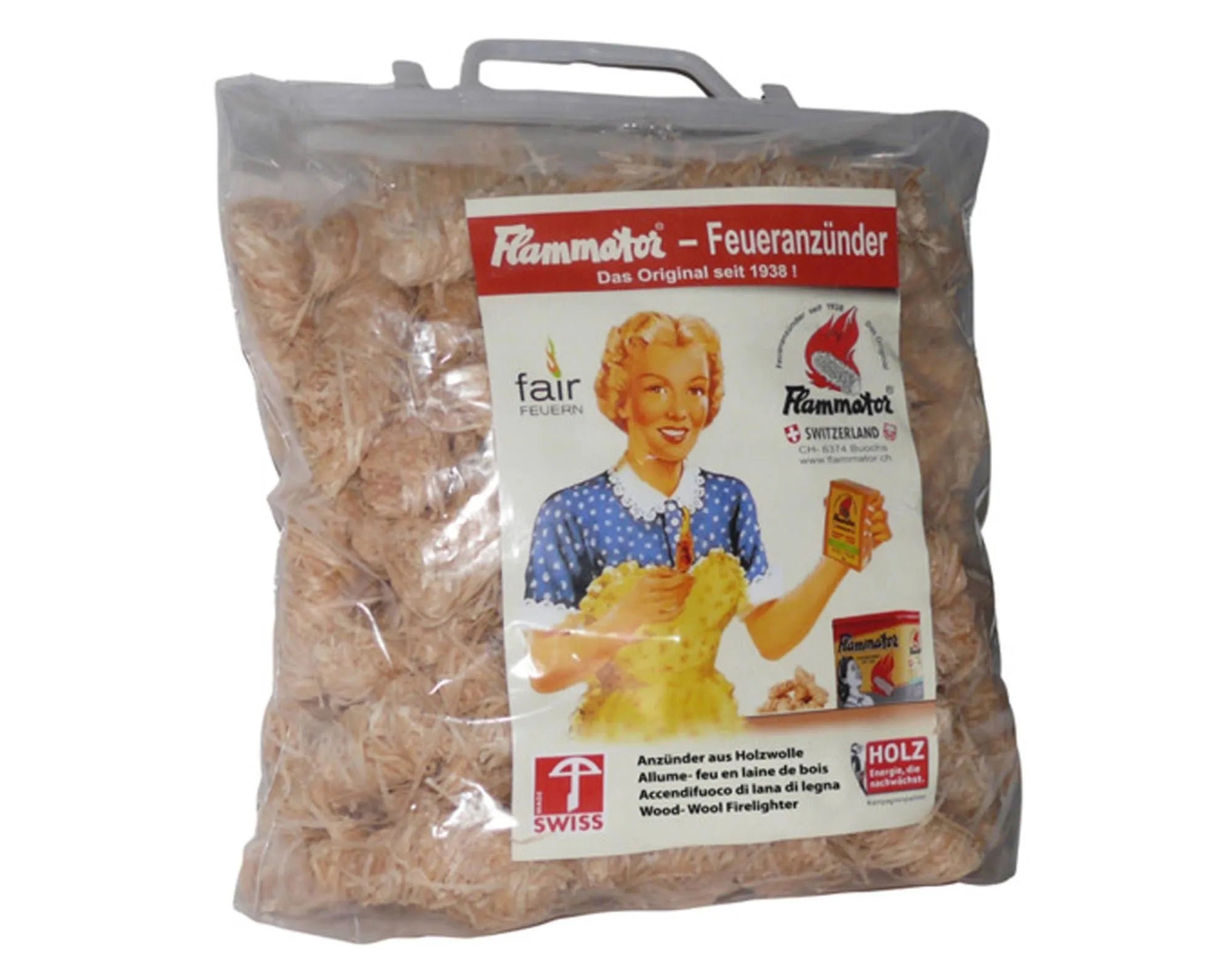 FLAMMATOR Feueranzünder 1 kg: Natürliche Holzwolle, ideal für Kamine, Grills & Lagerfeuer. Umweltfreundlich, geruchsneutral, einfach anzuwenden.