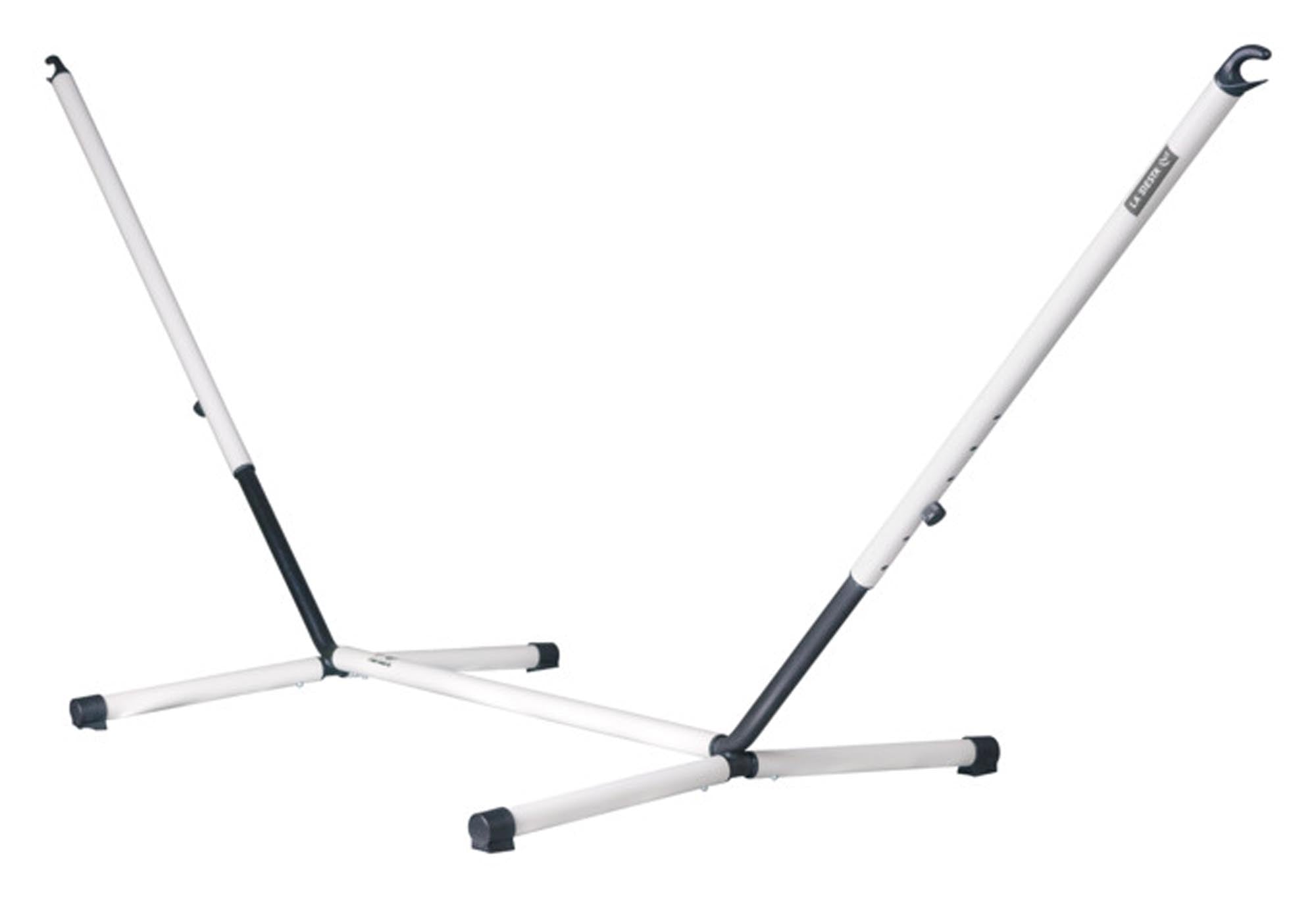 Eleganter, wetterfester Hängemattenständer aus Stahl, tragbar, stabil bis 120 kg, ideal für drinnen und draußen.