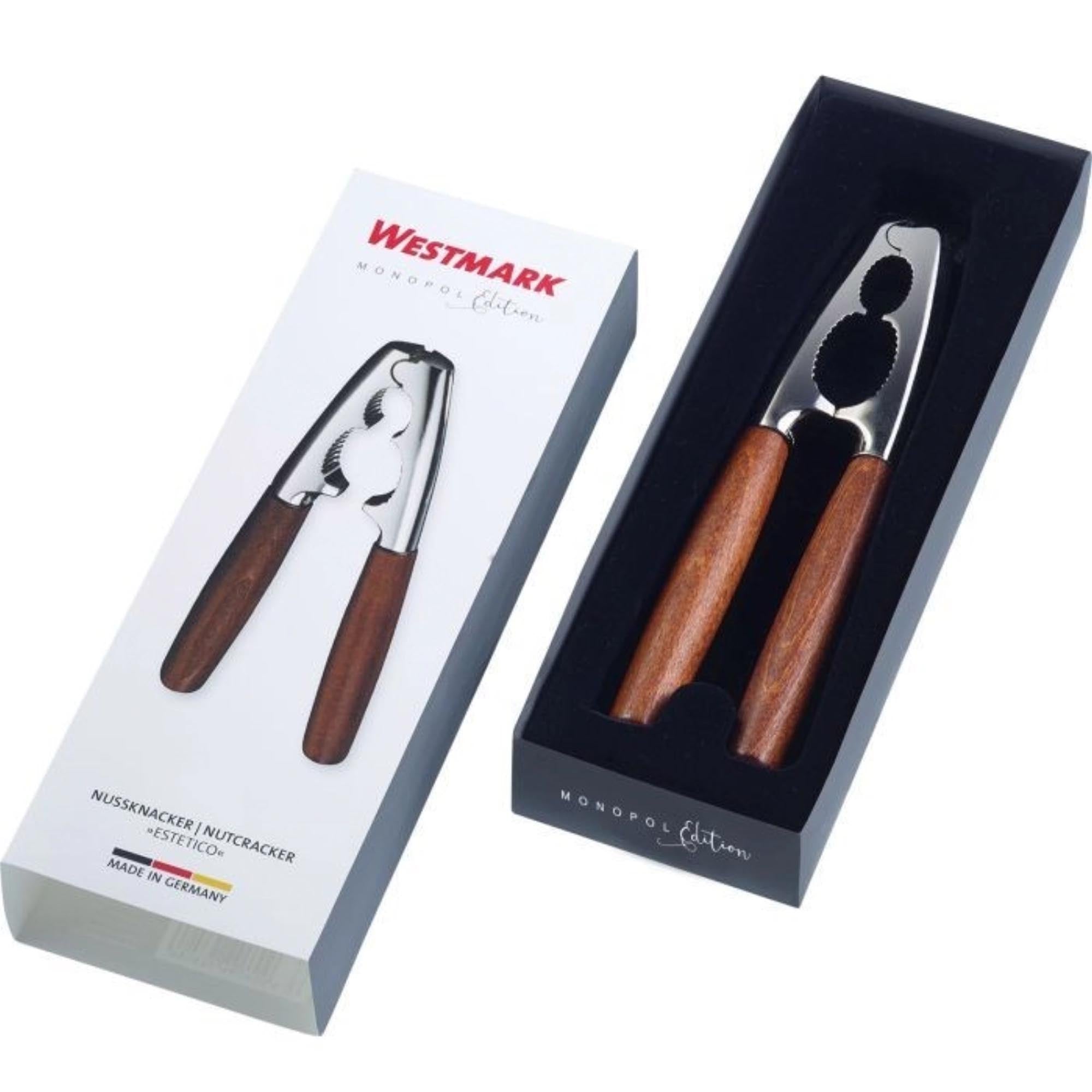 Hochwertiger Nussknacker mit ergonomischen Holzgriffen, 18x4.5x1.5cm, perfekt für verschiedene Nusssorten, von Westmark.