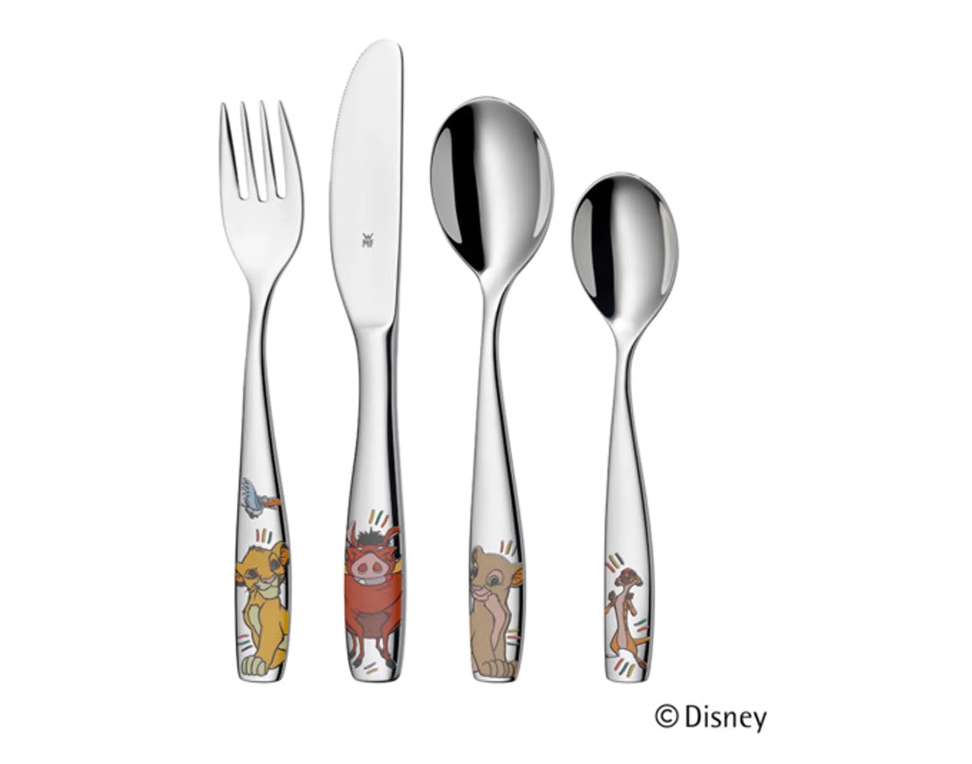 Das 4-teilige WMF Kinderbesteck Lion King aus Edelstahl mit Disney-Motiven ist ideal für kleine Abenteurer.