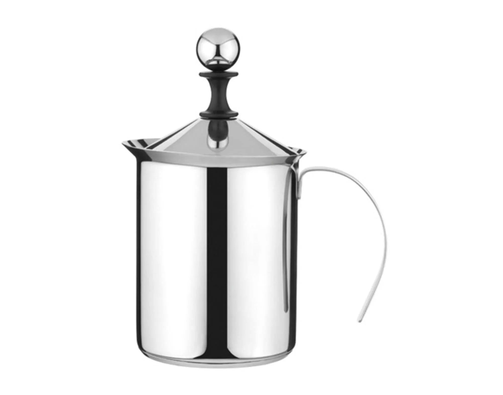 Eleganter FOREVER Milchschäumer Inox 0.8 l: Edelstahl, langlebig, leicht zu reinigen. Perfekter Milchschaum für Cappuccino & Latte.