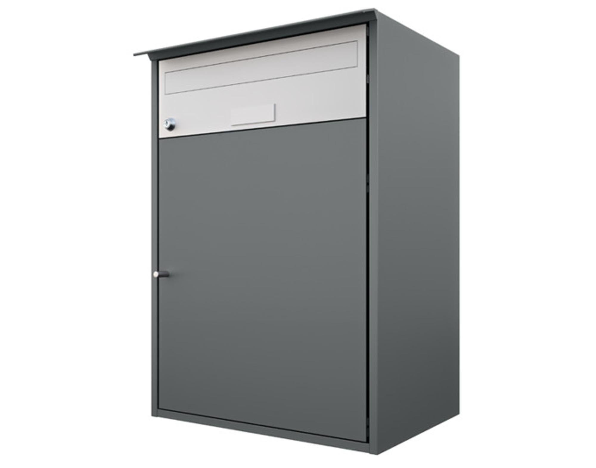 HUBER AG Briefkasten Alu 400 in dunkelgrau metallic: Wetterfest, mit Ablagefach für Zeitungen und Pakete. Modernes Design, sichere Montage.