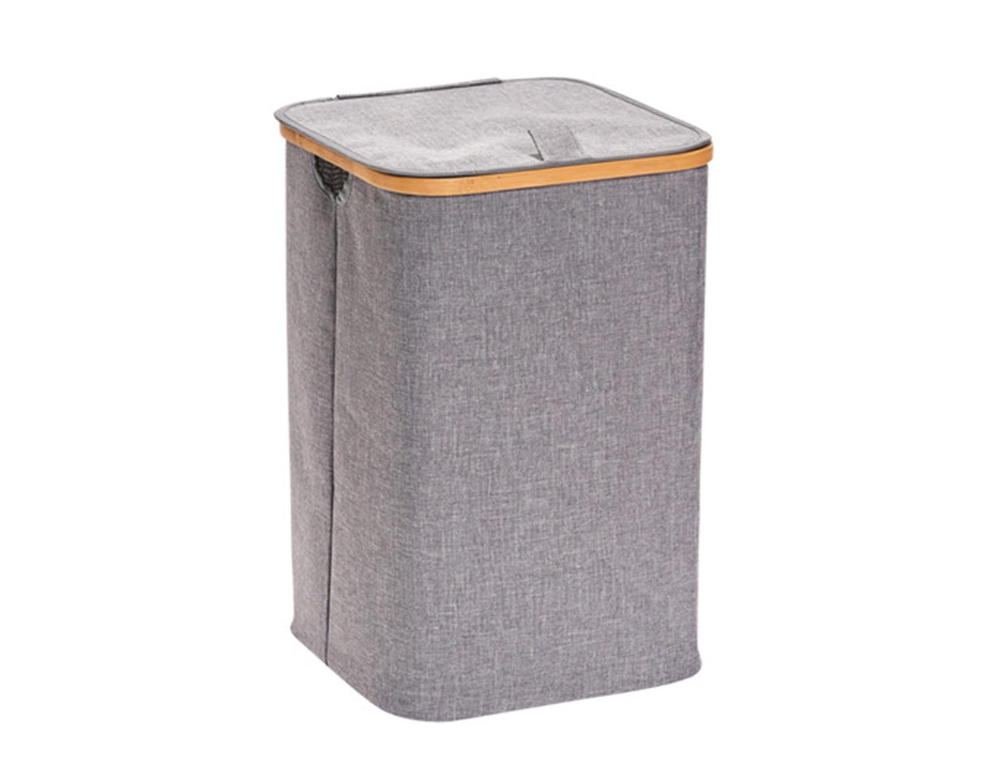 ZELLER Wäschesammler Polyester grau Bamboo 33x33x50 cm