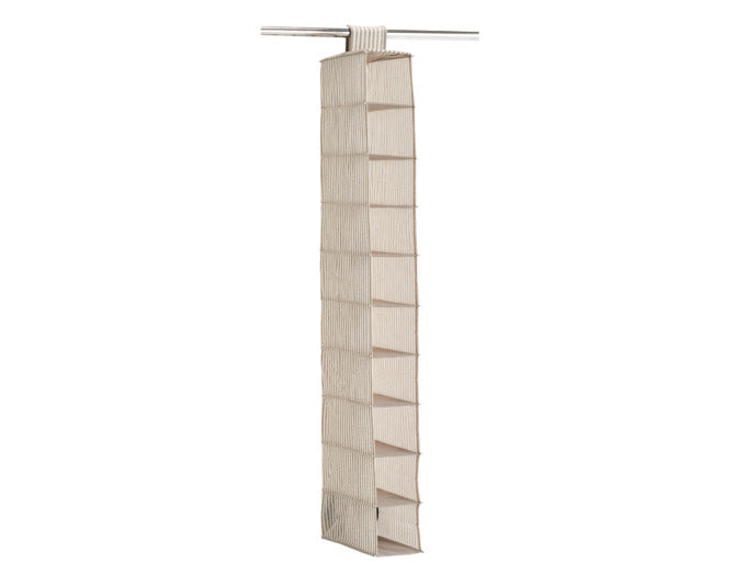 ZELLER Hängeroganizer mit10 Fächer Vlies Stripes beige 15x30x129 cm in  präsentiert im Onlineshop von KAQTU Design AG. Haushaltshilfen ist von ZELLER PRESENT