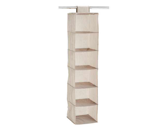ZELLER Hängeroganizer mit10 Fächer Vlies Stripes beige 15x30x129 cm in  präsentiert im Onlineshop von KAQTU Design AG. Haushaltshilfen ist von ZELLER PRESENT