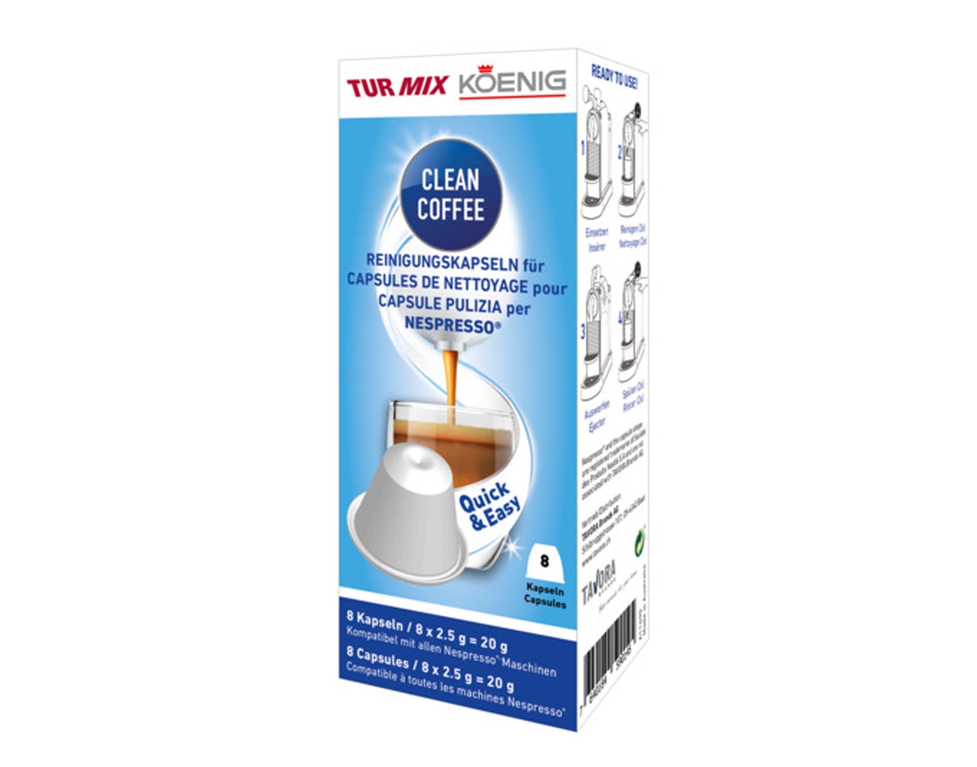 Halten Sie Ihre Nespresso-Maschine mit den TURMIX Reinigungskapseln (8 Stück) sauber und hygienisch. Effektive Reinigung, um den Kaffeegeschmack zu verbessern!
