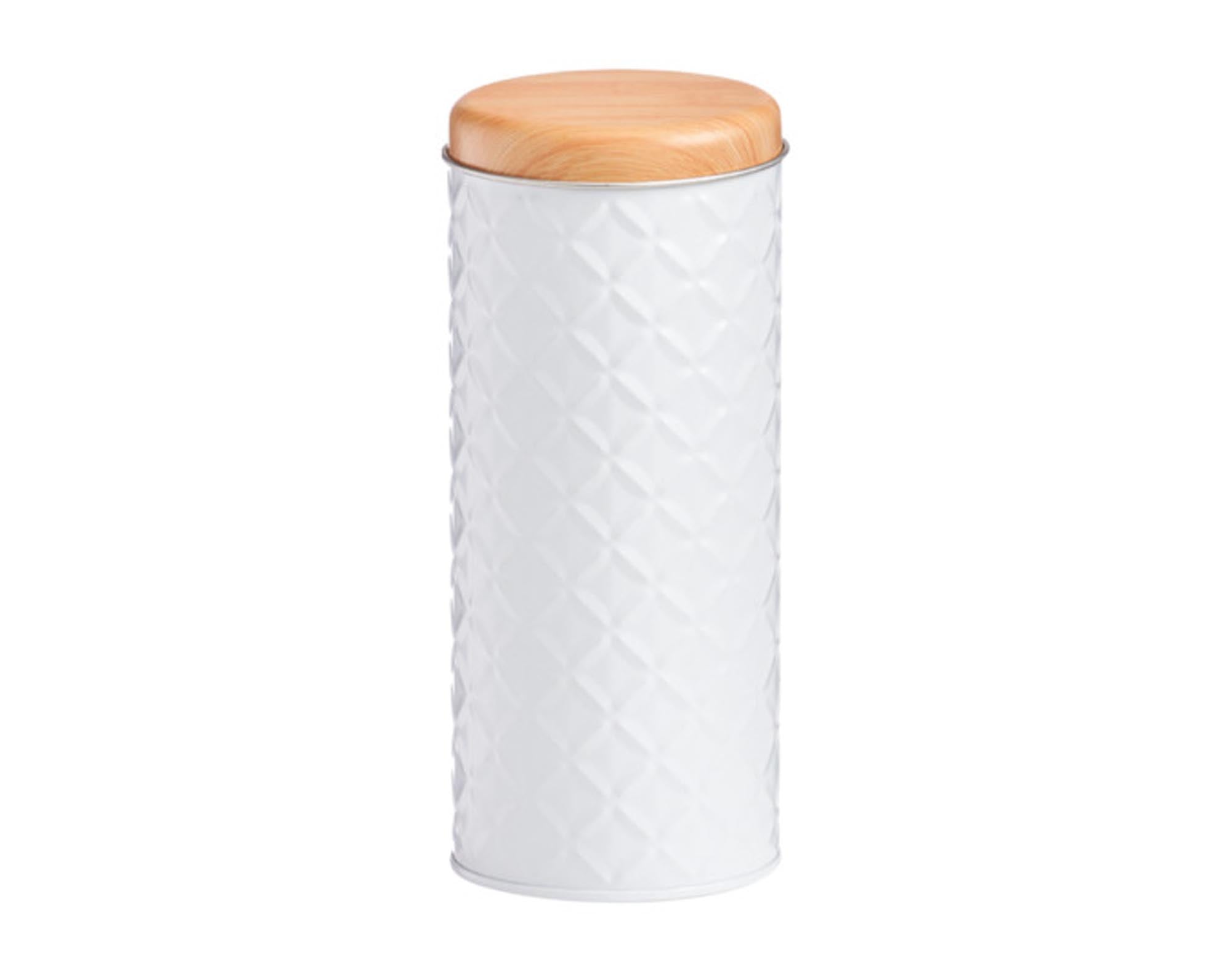 ZELLER Dose Scandi Metall weiss ø 7.5x18 cm in  präsentiert im Onlineshop von KAQTU Design AG. Aufbewahrungsdose ist von ZELLER PRESENT