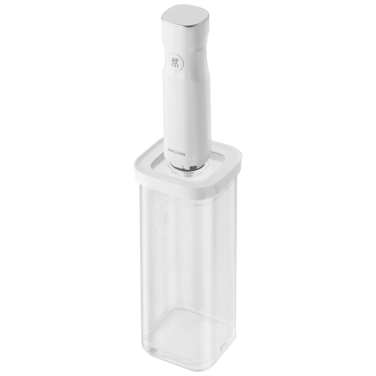 Sechsteiliges Cube Vakuum Starter Set von Zwilling in elegantem transparent-weiß, ideal für die optimale Aufbewahrung und Frische von Lebensmitteln.
