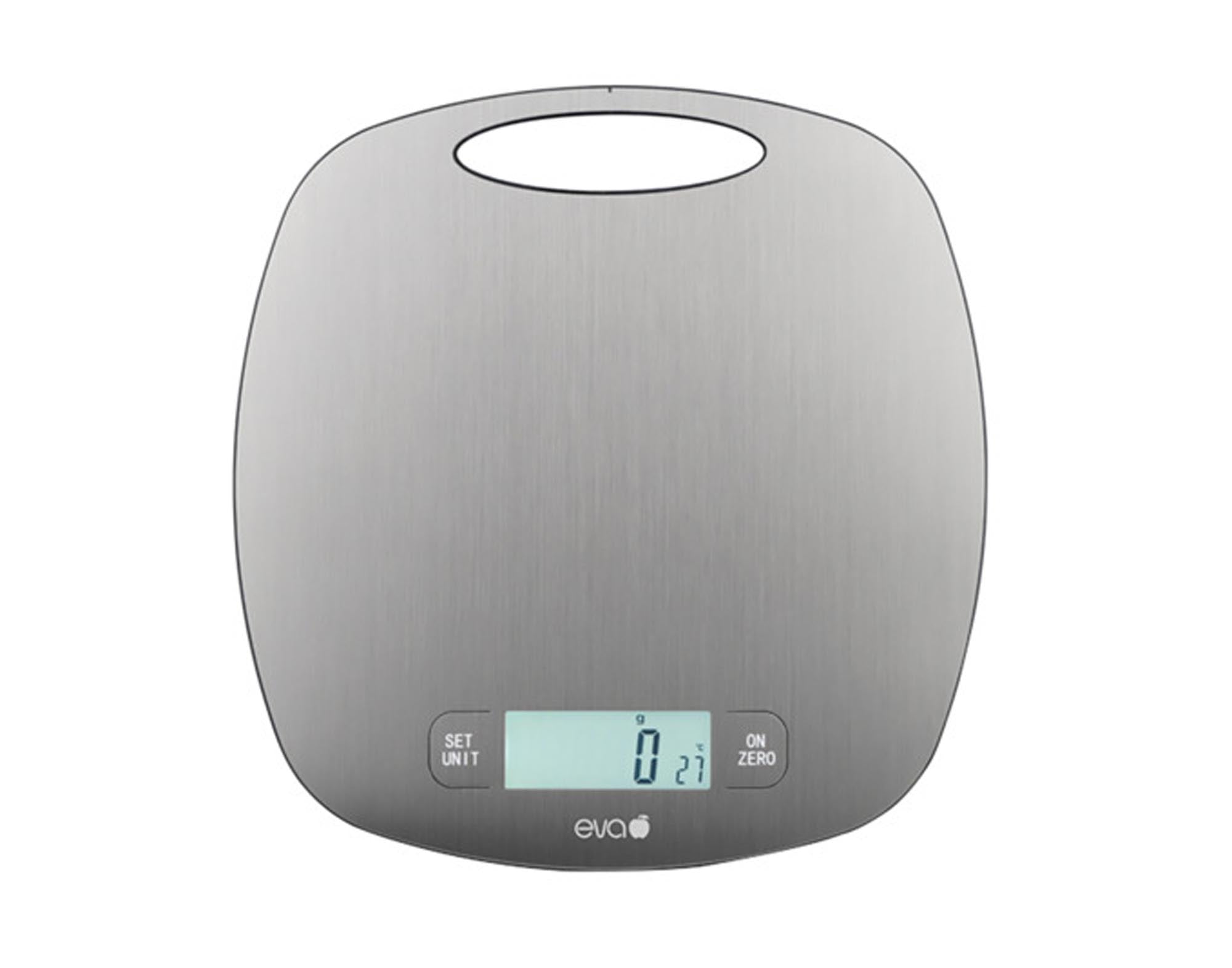 Entdecken Sie die digitale Küchenwaage Inox von EVA COLLECTION. Präzise, elegant und aus rostfreiem Edelstahl – ideal für Ihre Küche!