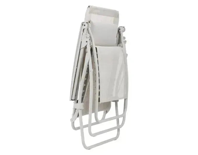 Ergonomischer LAFUMA Relaxsessel R-Clip in Seigle, ideal für Entspannung, mit robustem Stahlrahmen und atmungsaktivem Bezug.