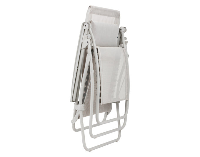 Ergonomischer LAFUMA Relaxsessel R-Clip in Seigle, ideal für Entspannung, mit robustem Stahlrahmen und atmungsaktivem Bezug.