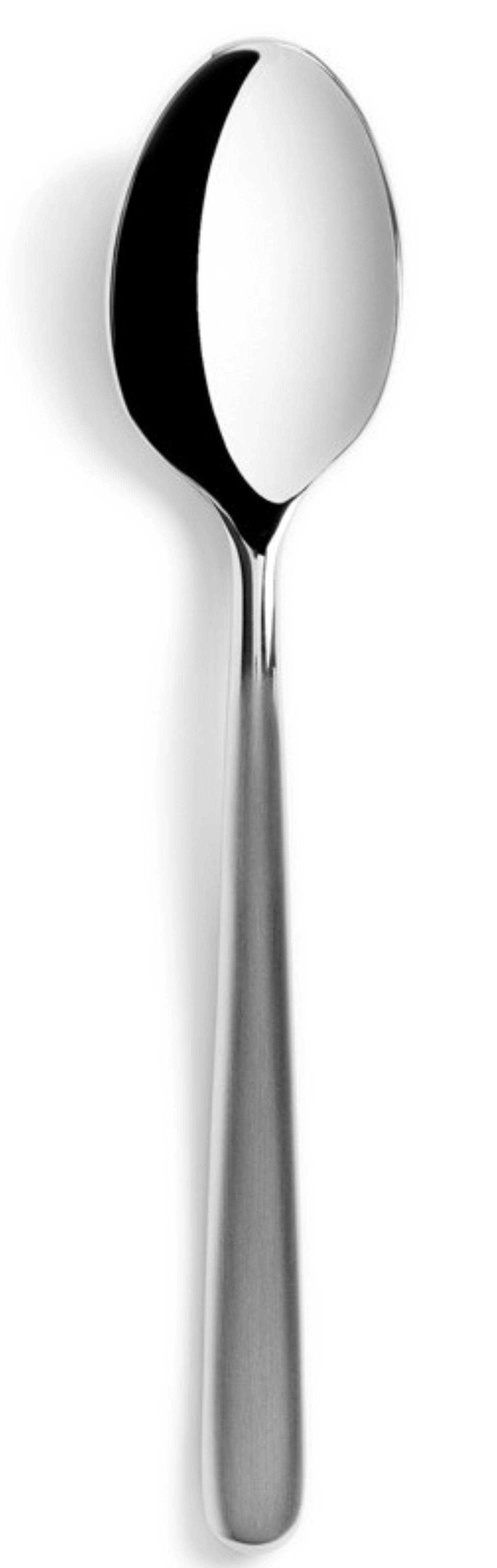 Eleganter Courchevel Mokkalöffel aus mattiertem Edelstahl von Revol. Ideal für Kaffee und Heißgetränke, langlebig und stilvoll.