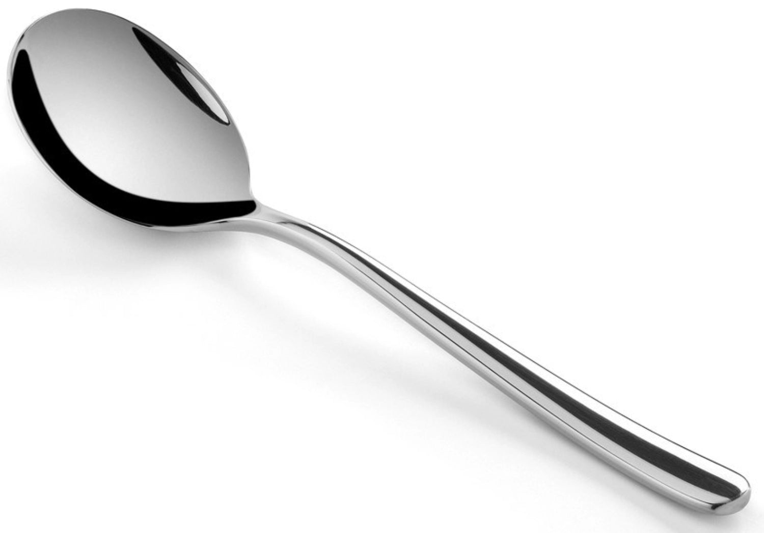 Eleganter Courchevel Suppen-/Creme-Löffel aus glänzendem Edelstahl von Revol, perfekt für stilvolle Tischgedecke und Suppenliebhaber.