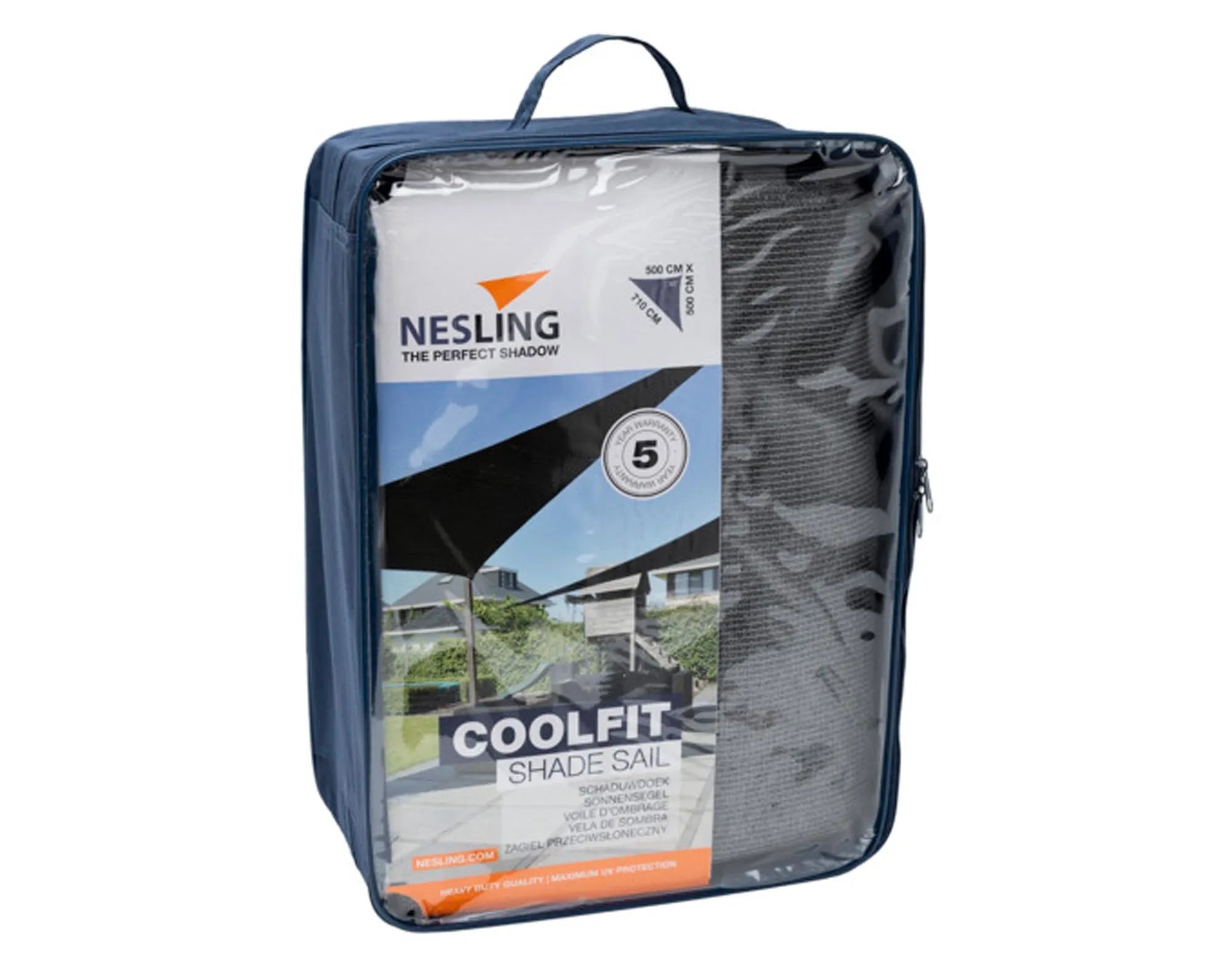 NESLING Coolfit Dreieck: Eleganter Sonnenschutz, 5x5x7m, UV-beständig.