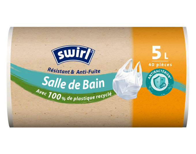 SWIRL Abfallsäcke Antibac 5 l: Hygienische Müllbeutel mit antibakterieller Wirkung, ideal für kleine Abfalleimer.