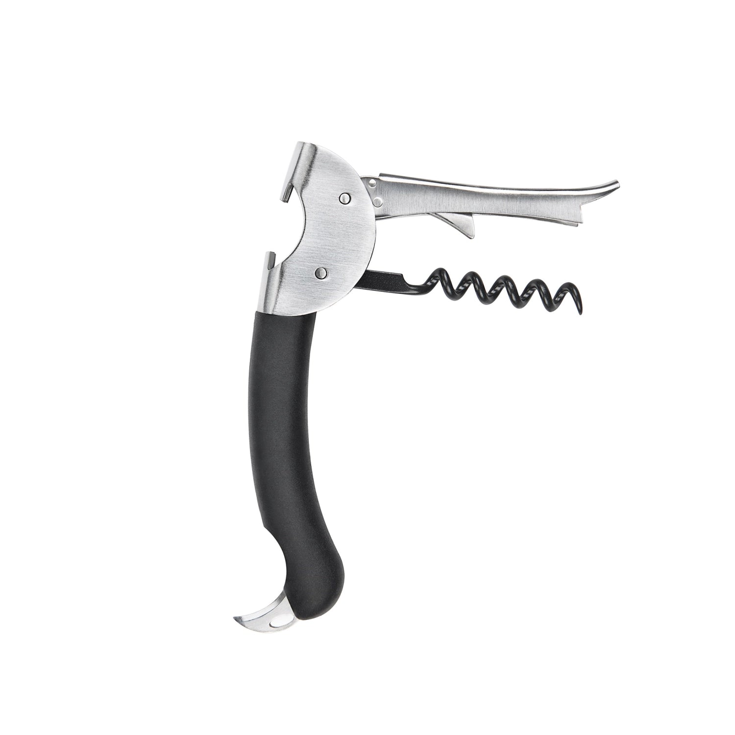 Entdecken Sie den Good Grips Steel Doppelhebel-Kellnerkorkenzieher von OXO – das perfekte Barzubehör für Weinliebhaber. Hochwertig, elegant und funktional!
