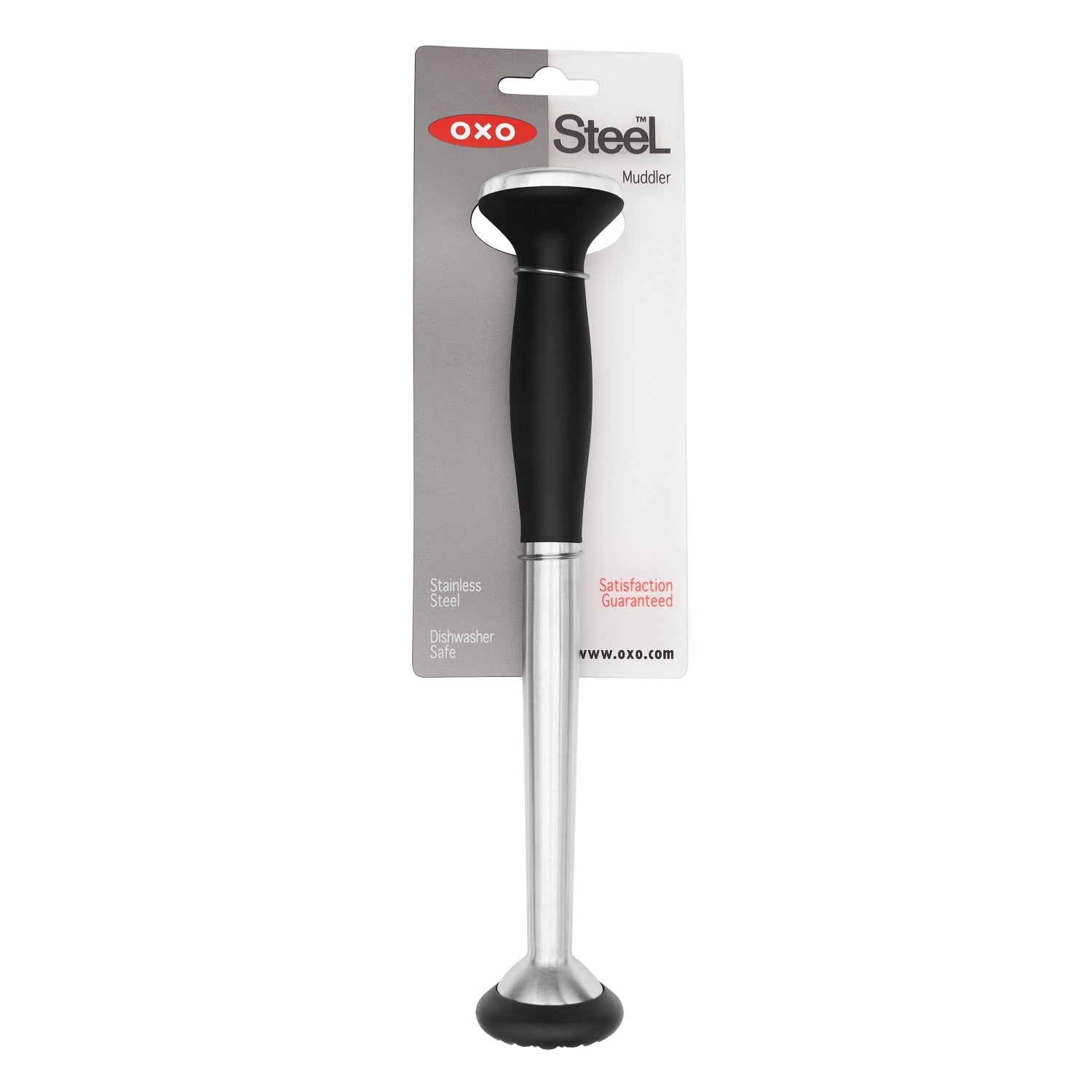 Der OXO Good Grips Steel Stössel überzeugt durch ergonomisches Design und robusten Edelstahl für müheloses Zubereiten von Speisen.