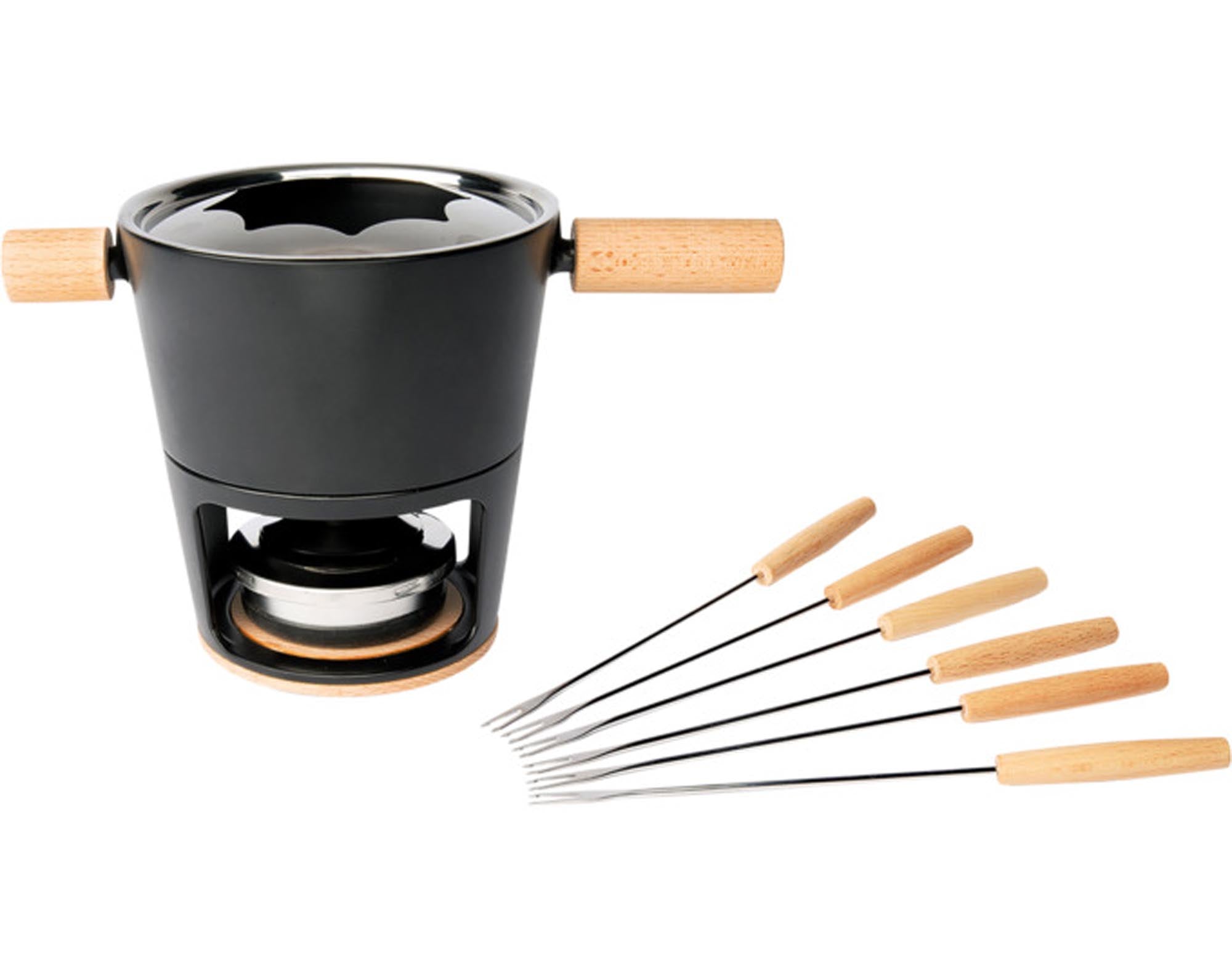 Entdecken Sie die STÖCKLI Fonduegarnitur Titlis ø 16 cm – ideal für Käse- und Schokoladenfondue. Hochwertig, hitzebeständig und elegant!