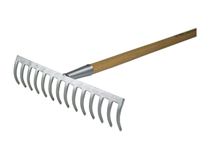 OFFNER Baurechen mit 14 gebogenen Zinken und Stiel verzinkt in  präsentiert im Onlineshop von KAQTU Design AG. Gartenwerkzeug ist von OFFNER