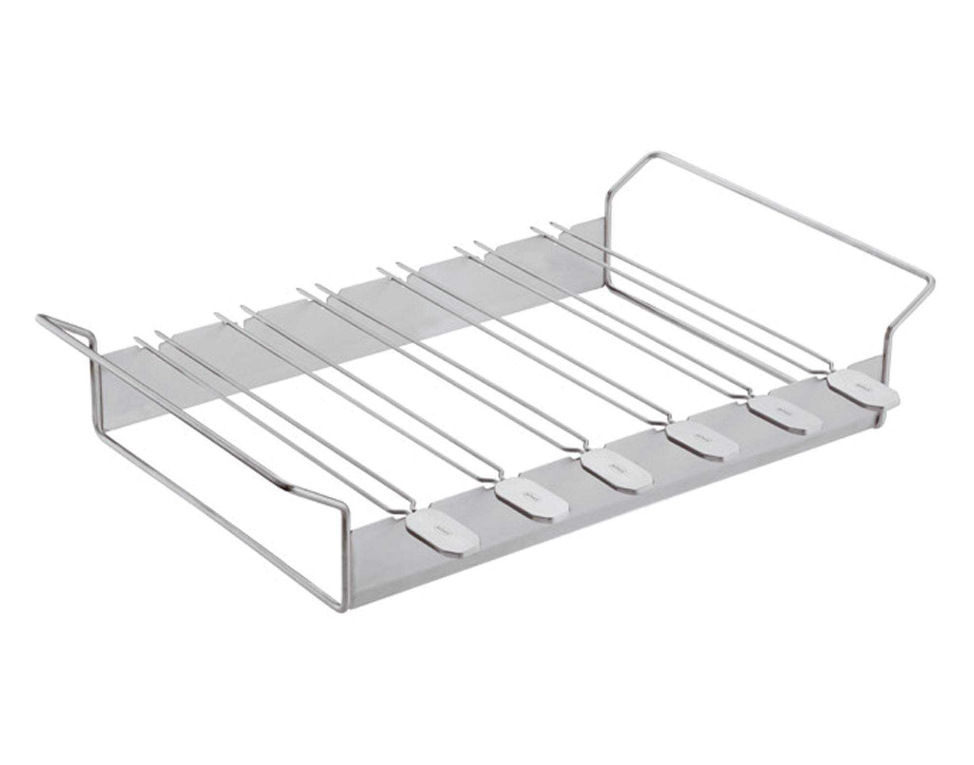 <tc>RÖSLE</tc> Grill skewer holder with 6 skewers Inox