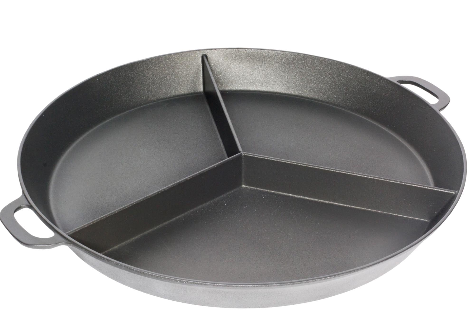 Grossraumpfanne D80cm, H10cm mit 3 Stegen in Silber präsentiert im Onlineshop von KAQTU Design AG. Bratpfanne ist von AMT