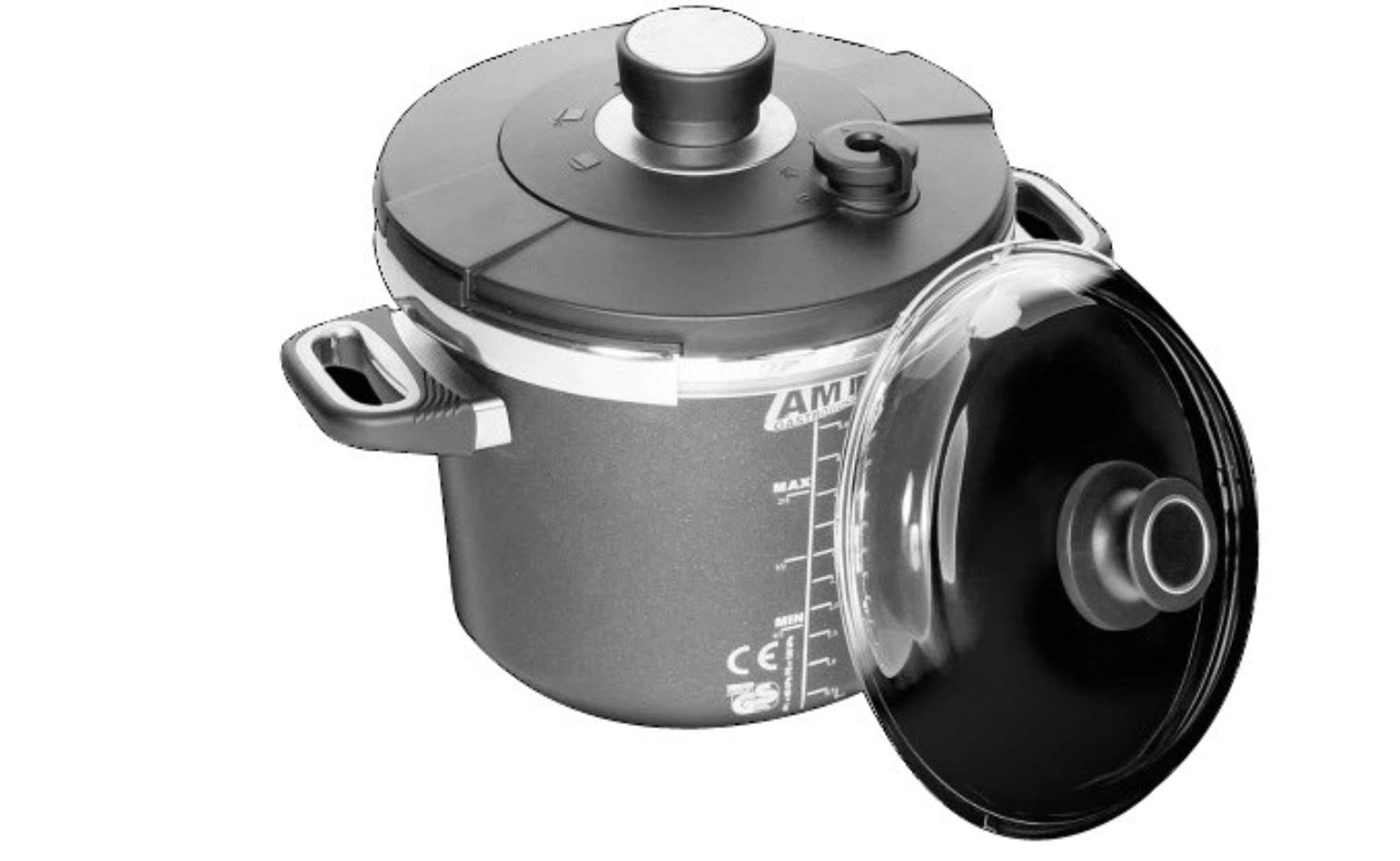 Set Schnellkocht. Induk.D22cm /Deckel, Glasdeckel in Schwarz präsentiert im Onlineshop von KAQTU Design AG. Topf ist von AMT