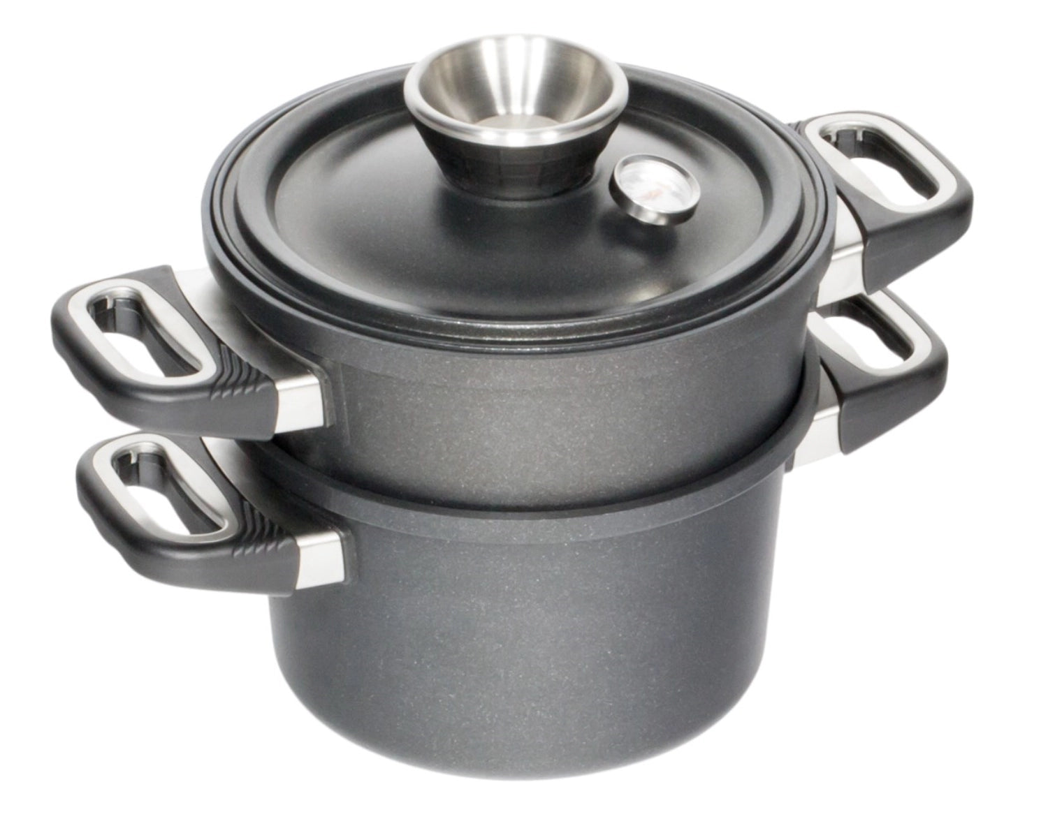 Set Topf Wasserl. Kochen Induk.D20cm, Dünster/Deckel in Silber präsentiert im Onlineshop von KAQTU Design AG. Topf ist von AMT