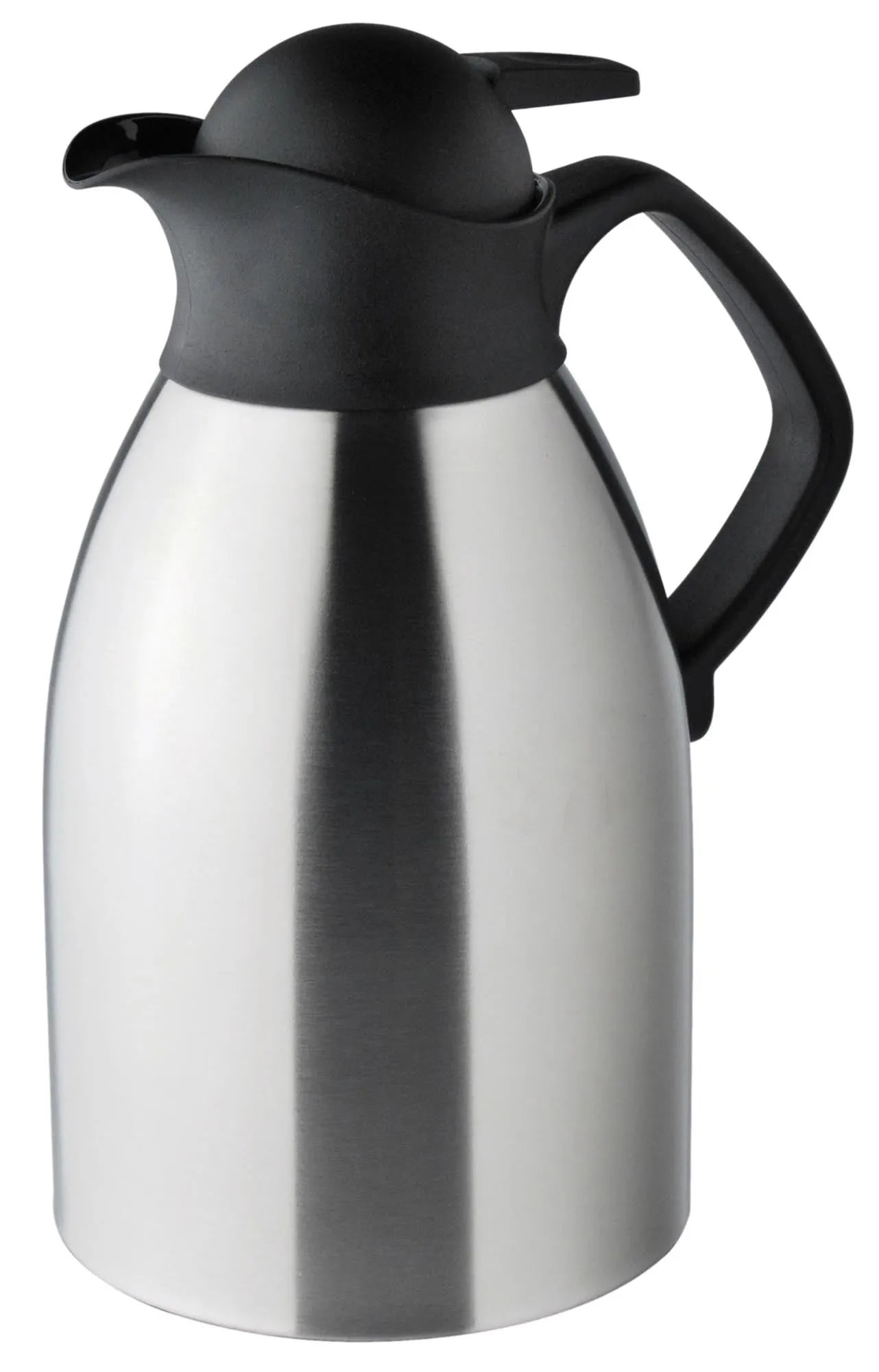 Elegante 1.5L Edelstahl-Isolierkanne mit Push-Button, ideal für Haushalt, Büro & Camping. Hält Getränke heiß/kalt.