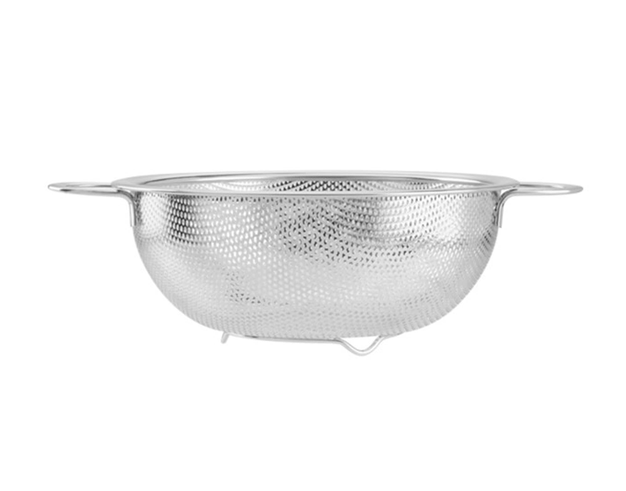 EVA COLLECTION Siebschale mit Griff Inox, ø 25.5 cm, aus hochwertigem Edelstahl. Ideal zum Abgiessen von Nudeln, Reis und Salat. Langlebig, korrosionsbeständig und elegant.