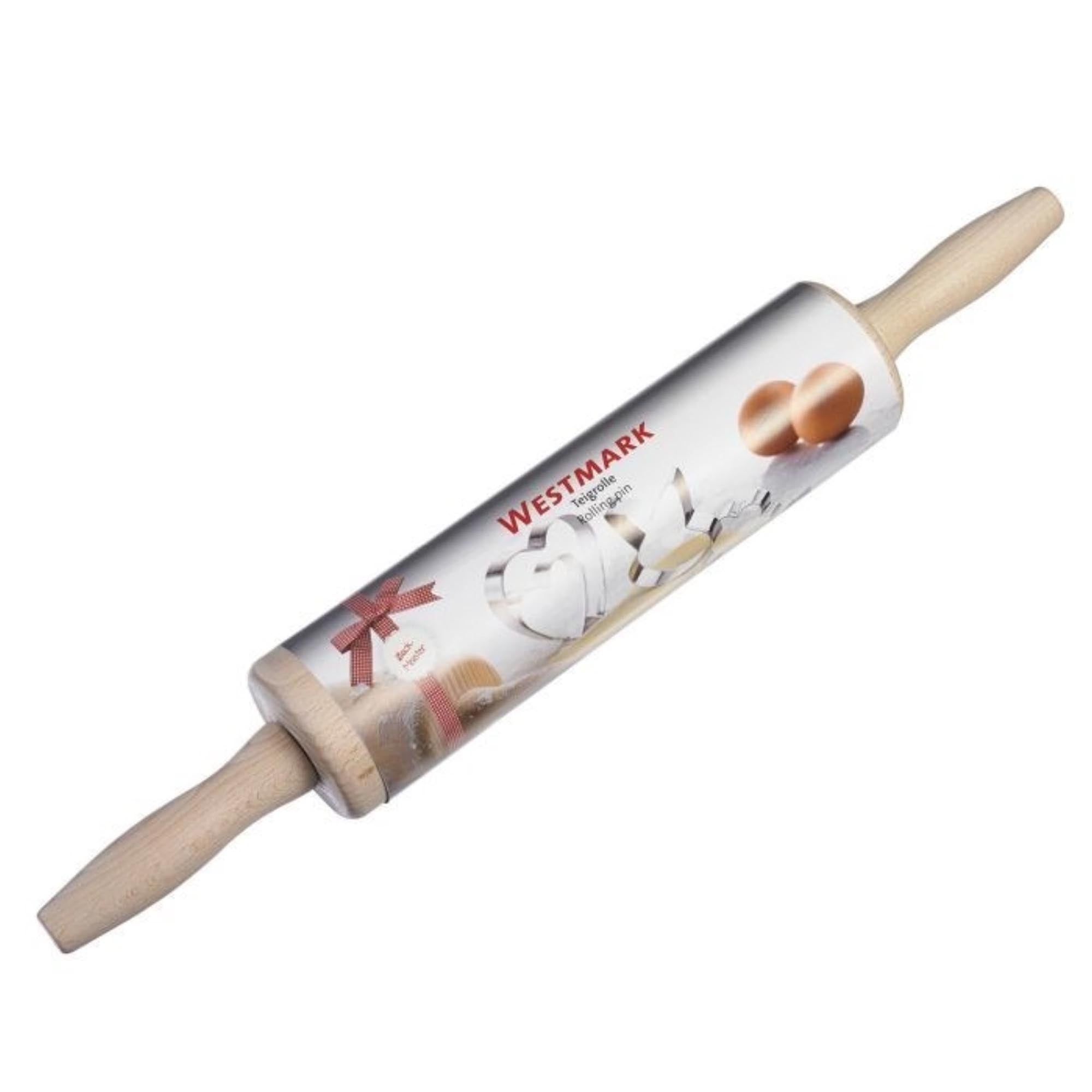 Robuste Teigrolle aus Buchenholz, 46 cm, perfekt für gleichmäßiges Ausrollen von Teig, langlebig und hochwertig verarbeitet.