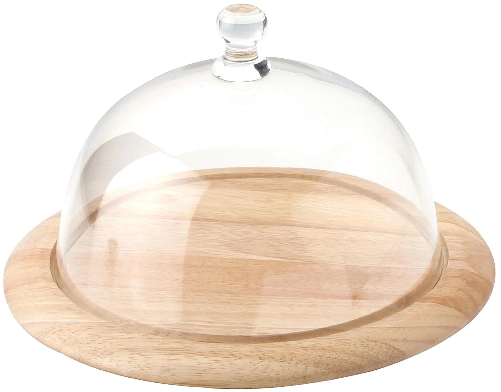 Stilvolle Gummibaum Käseglocke von Continenta: 26x16cm, robustes Holz, klares Glas, schützt Käse, ideal für Gourmets.