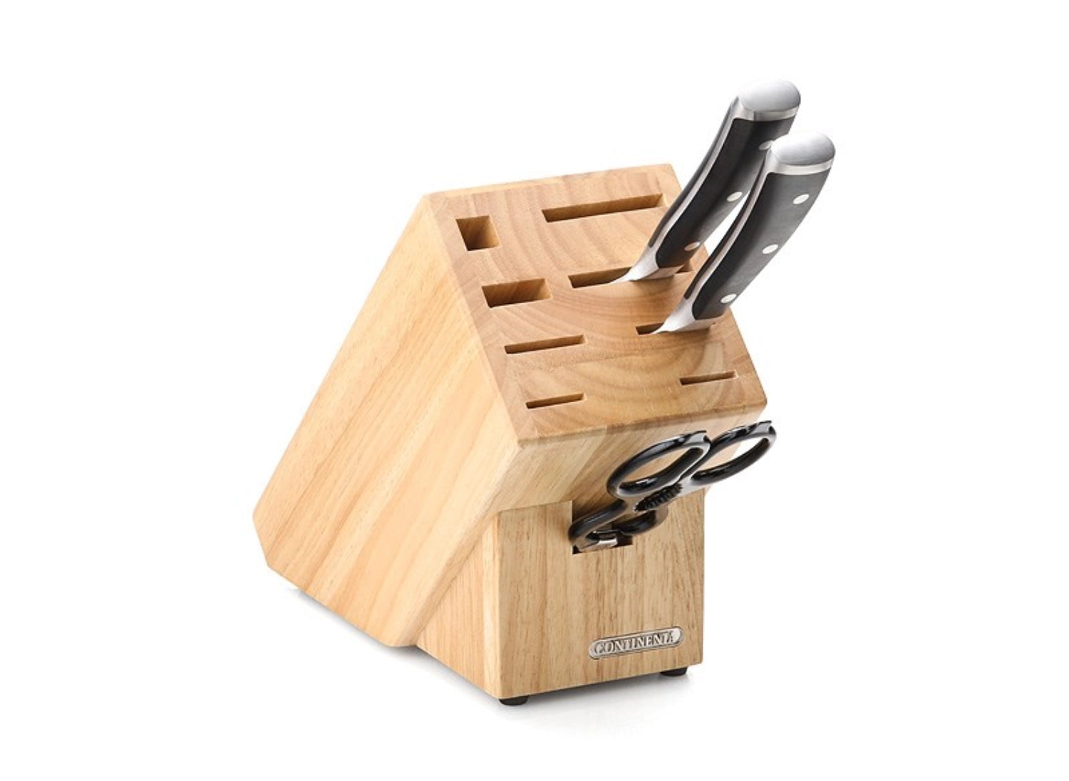 Moderner Gummibaum Messerblock von Continenta, 22x11.5x22 cm, ideal zur stilvollen Aufbewahrung von Küchenmessern.