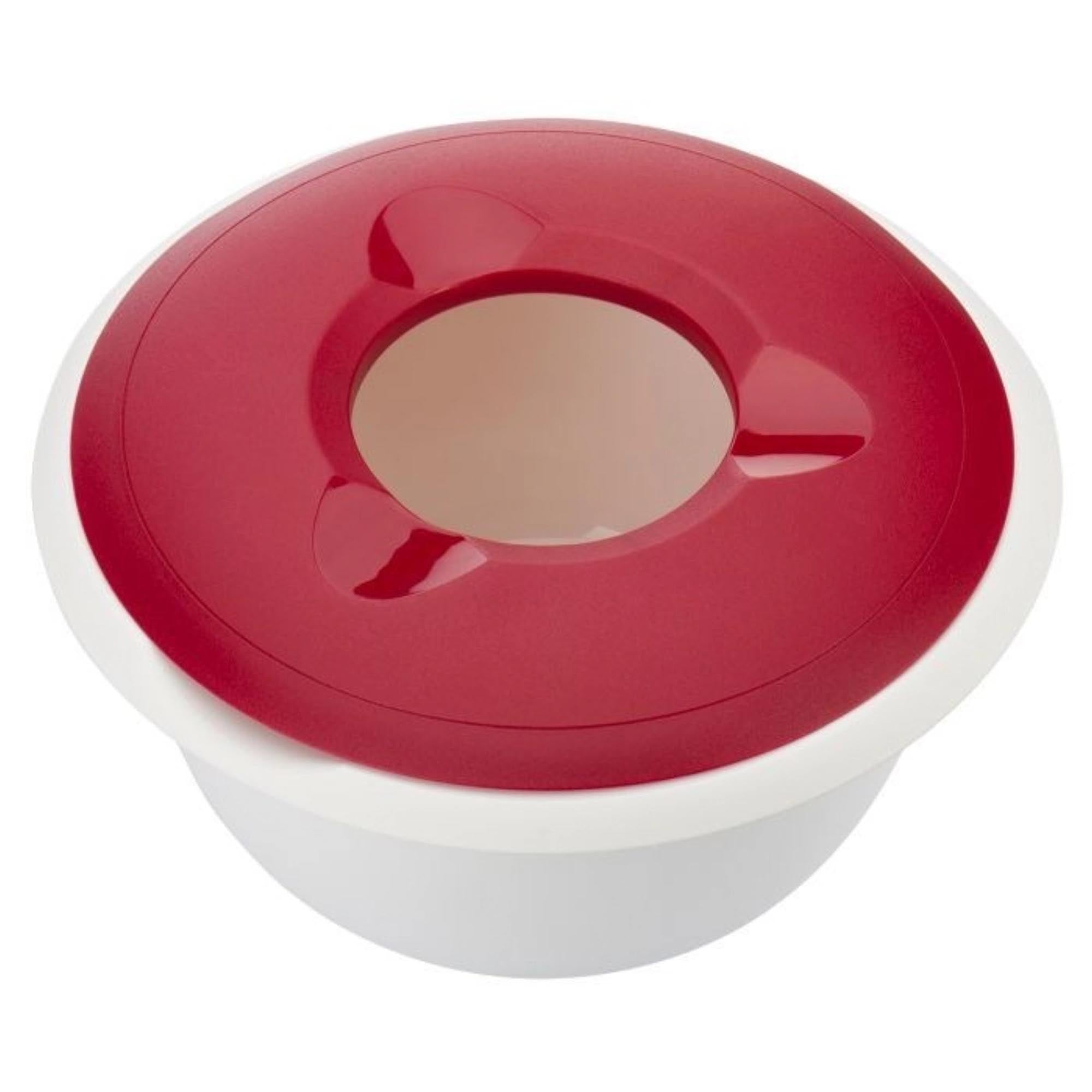Rote Rührschüssel von Westmark, 2.5 Liter, 25x24x14 cm, mit Spritzschutz, perfekt für sauberes Backen und Mixen, robust und praktisch.