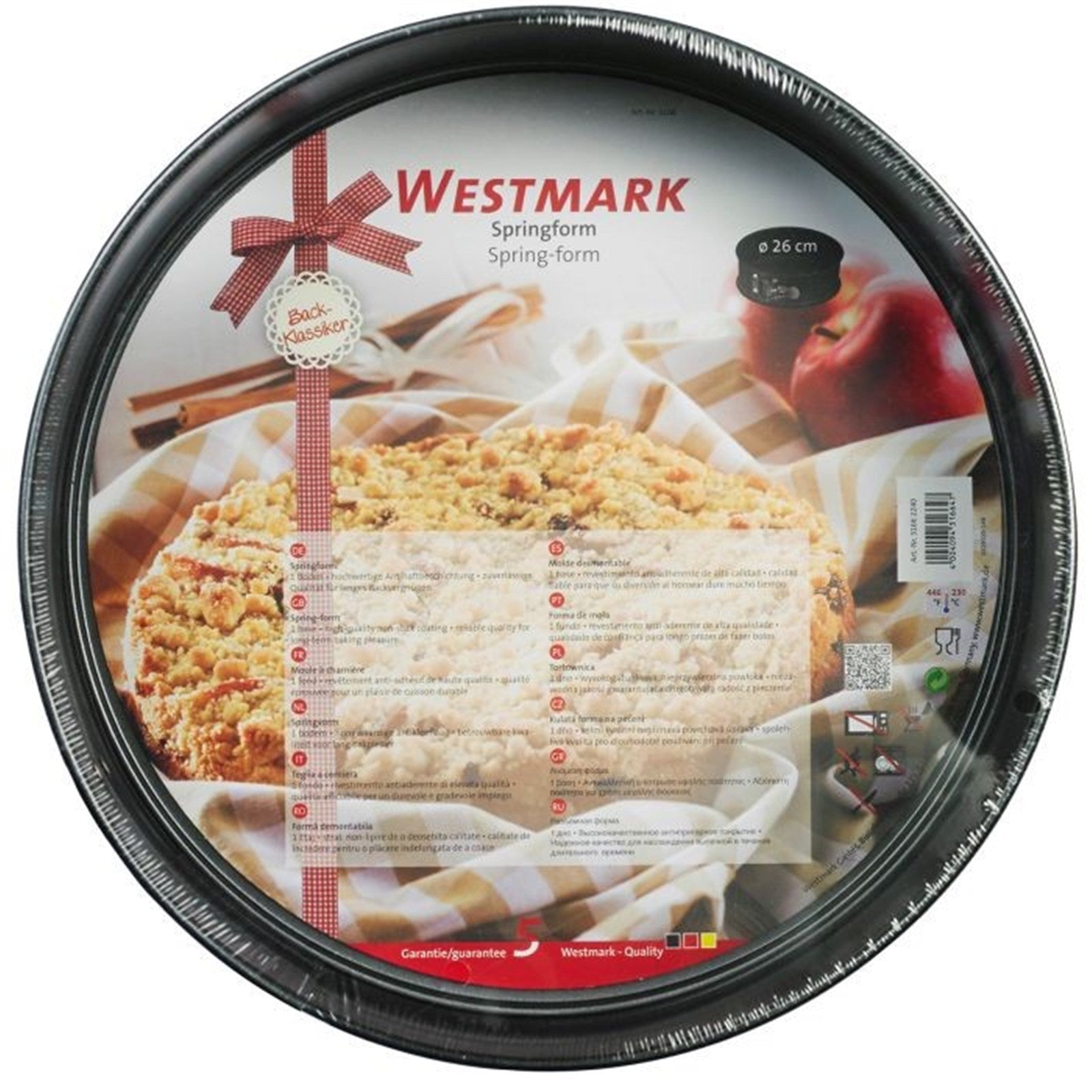 Springform 26 cm mit Antihaftbeschichtung, ideal für Backklassiker, robust, leicht zu reinigen, von Westmark, hochwertig.
