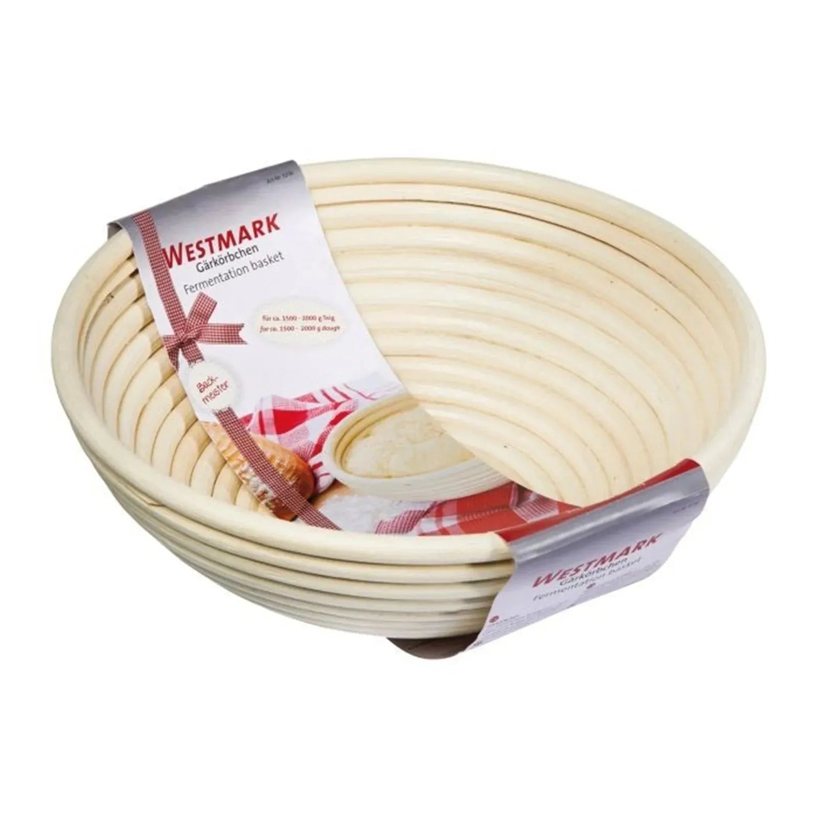 Großes rundes Gärkörbchen von Westmark, ideal für die Teiggärung und Brotformung, Maße: 25 cm Durchmesser, 8,5 cm Höhe.