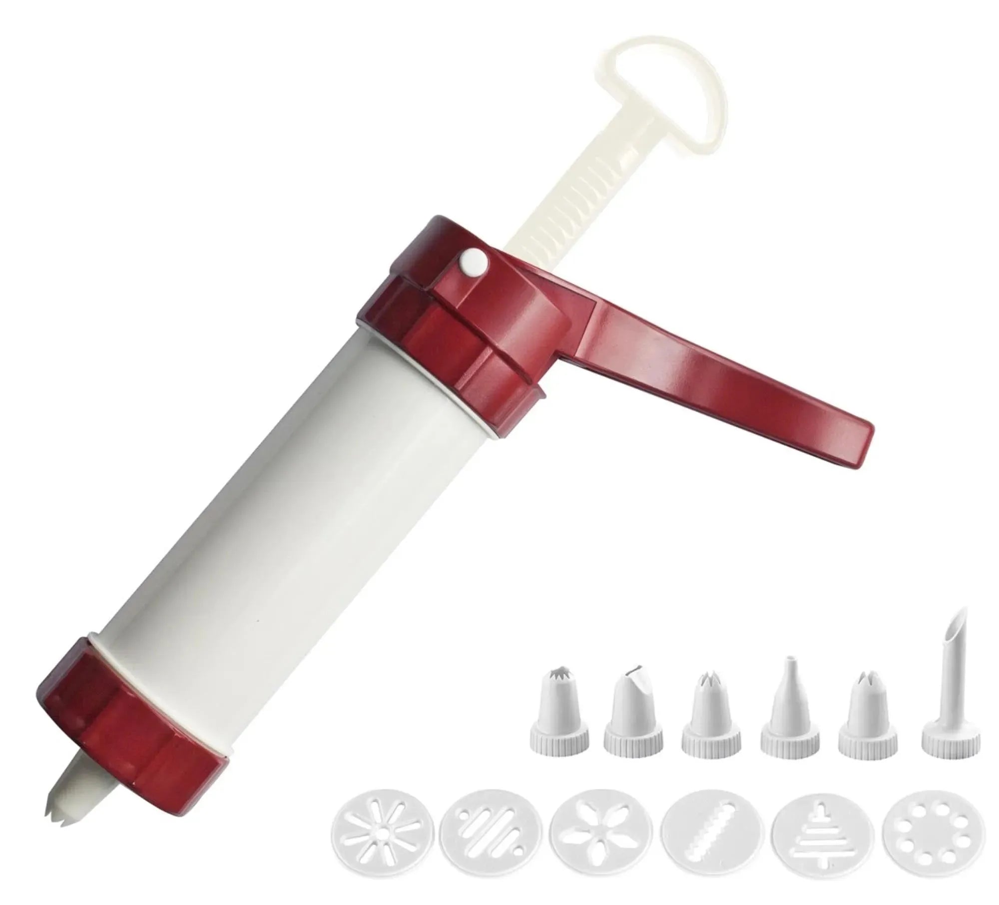 Gebäckpresse u. Dekorierspritze Luxus m. Formenu.Tüllenu.Ad. in Rot präsentiert im Onlineshop von KAQTU Design AG. Backutensilien ist von Westmark