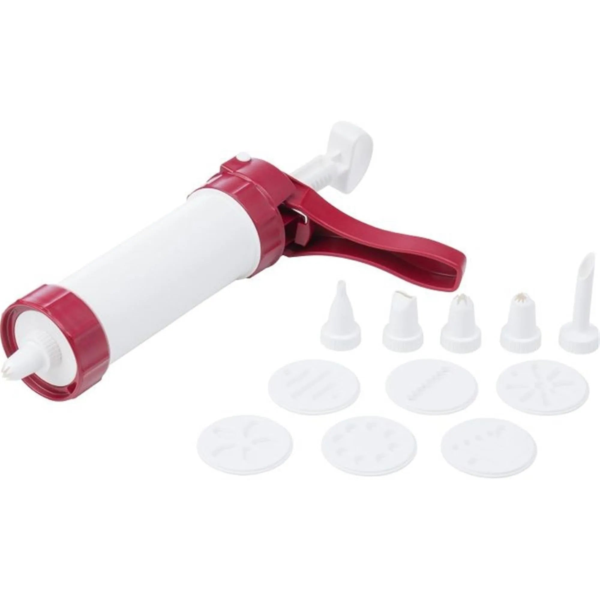 Hochwertige Gebäckpresse und Dekorierspritze von Westmark, ideal für kreative Backideen mit Formen und Tüllen.