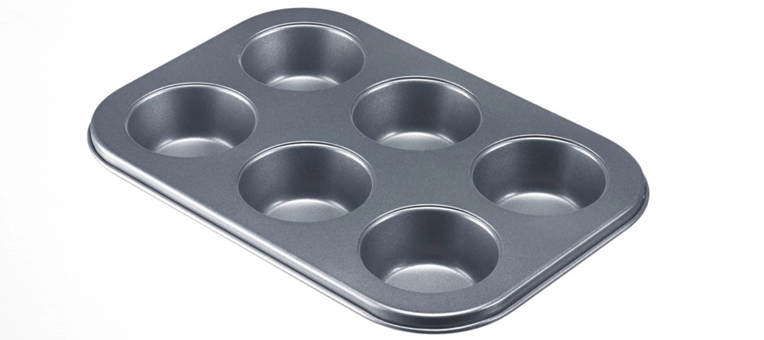 Praktische 6er Muffinbackform von Westmark, 26.5x18.5x3 cm, ideal für köstliche Muffins, mit Antihaftbeschichtung für leichtes Entformen.