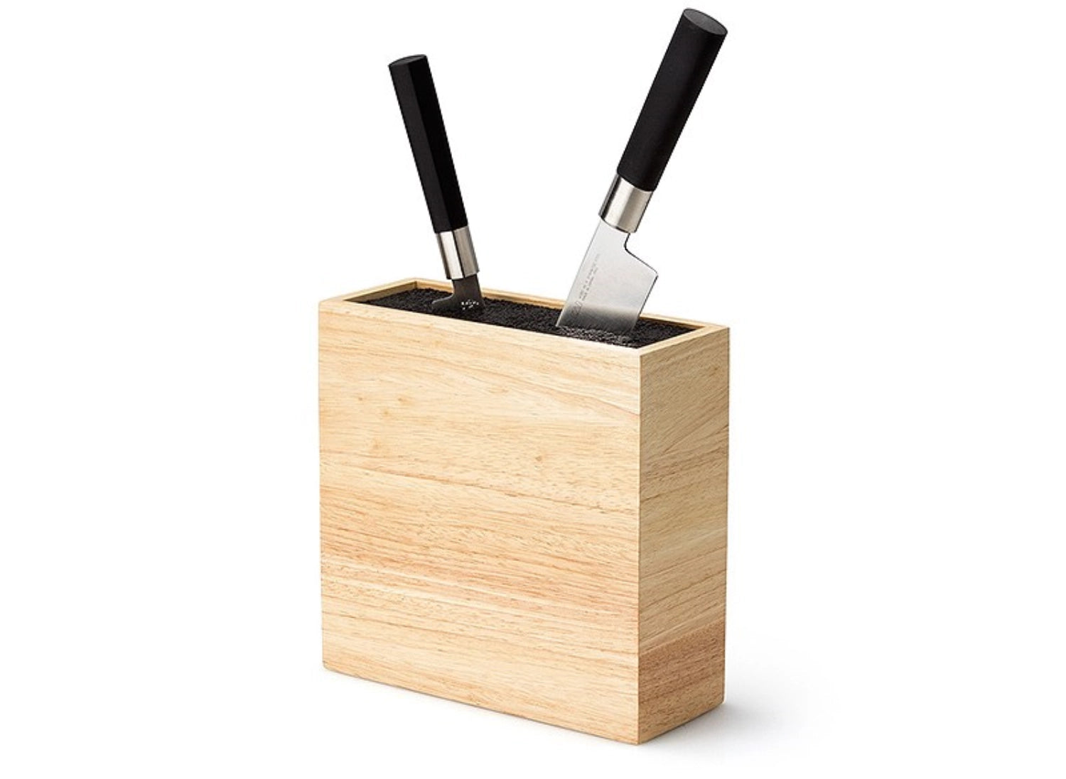 Moderner Gummibaum Messerblock von Continenta mit flexiblem Einsatz, 21,5x22x8,5cm, ideal für eine praktische und stilvolle Küchenausstattung.